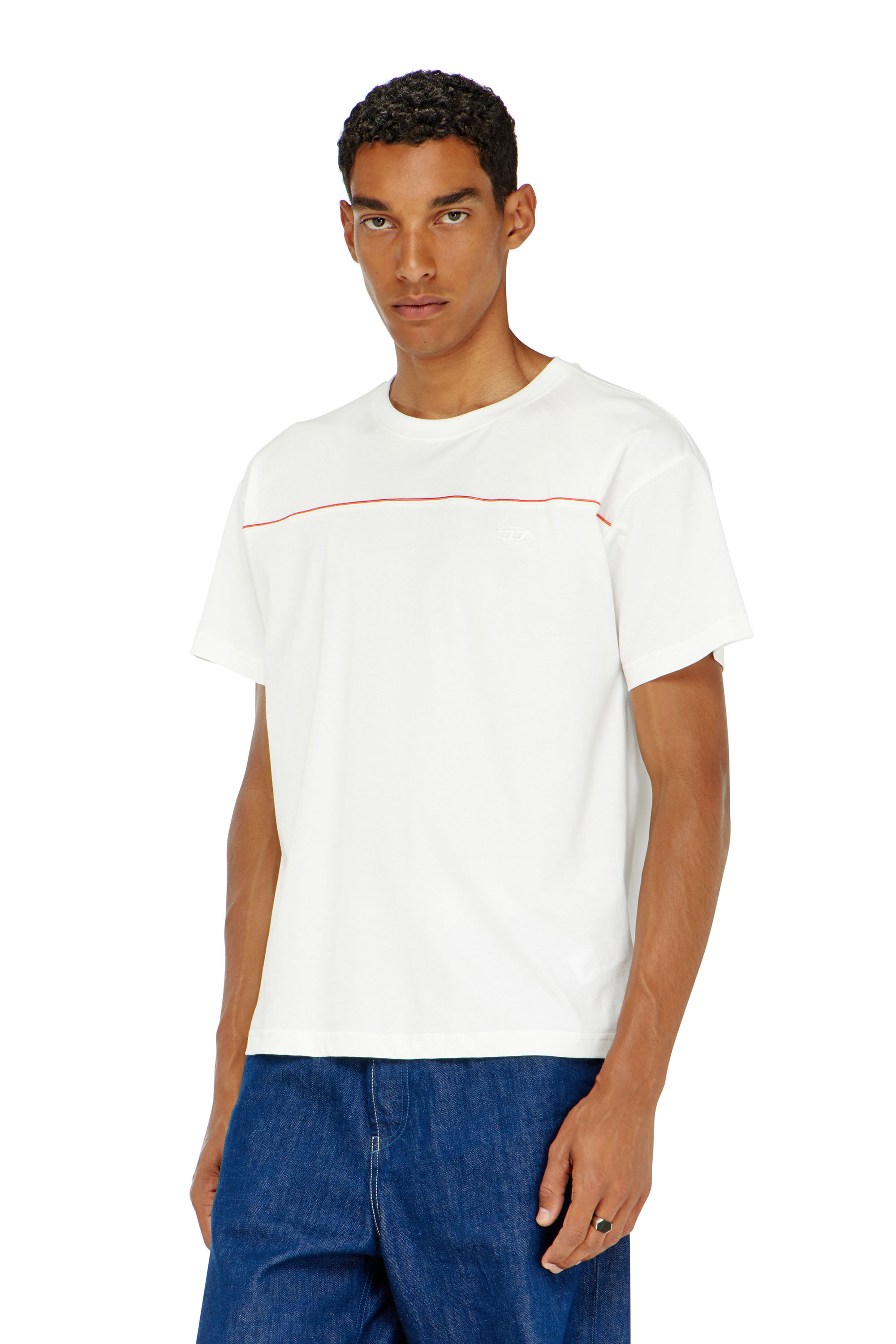 Diesel - T-NORM-PIPING, Man's T-shirt with contrast piping in White - 3