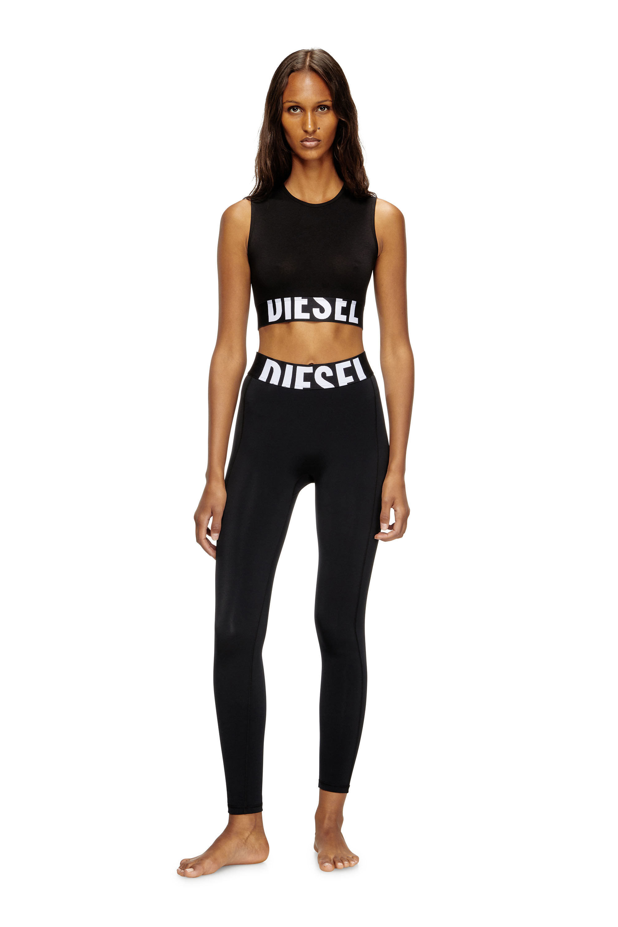 Diesel - ADA-D-POP, Woman's Cropped tank top with cut-off logo in Black - 3