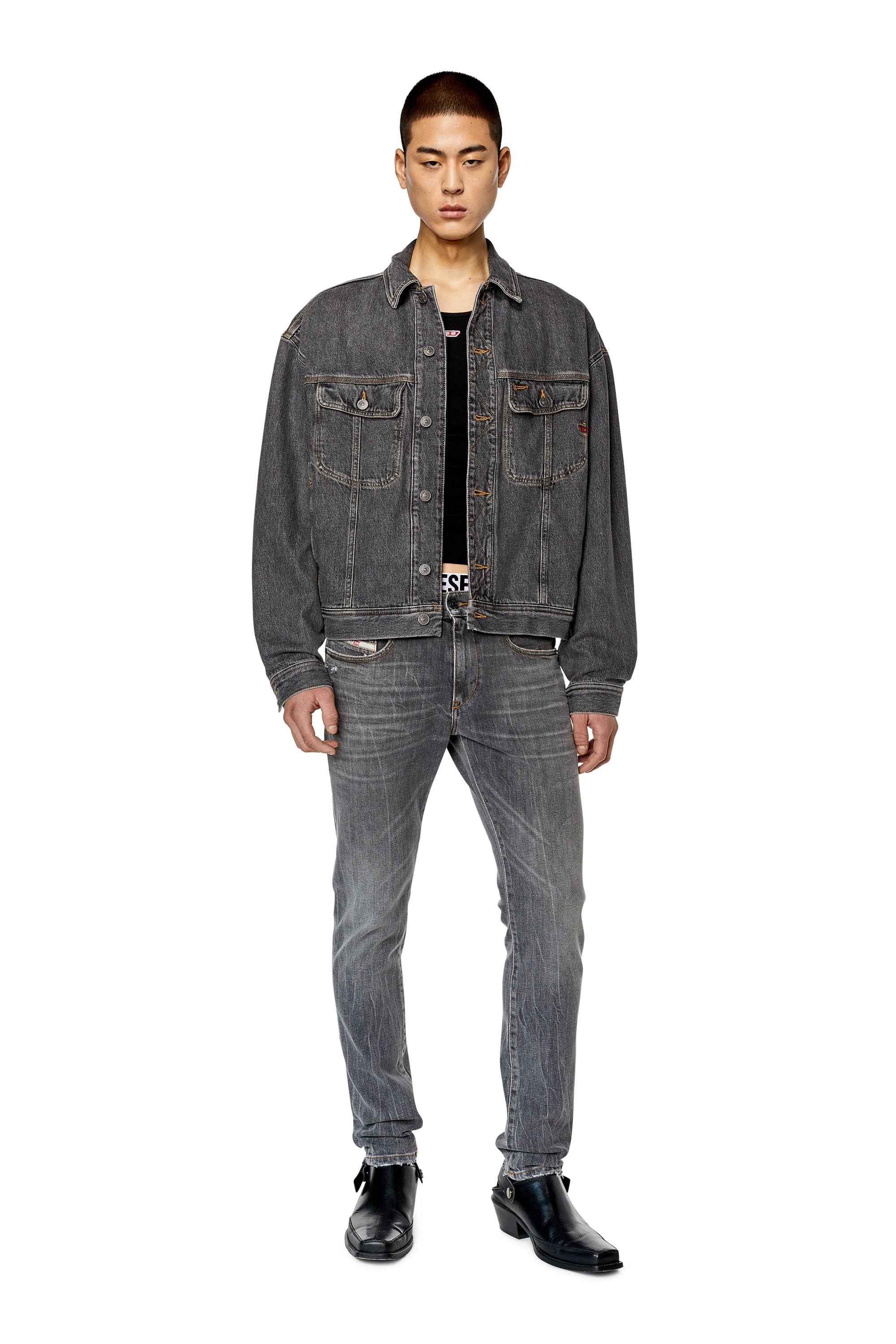 Diesel - 2019 D-Strukt 09E80 Slim Jeans, Black/Dark grey - Image 4