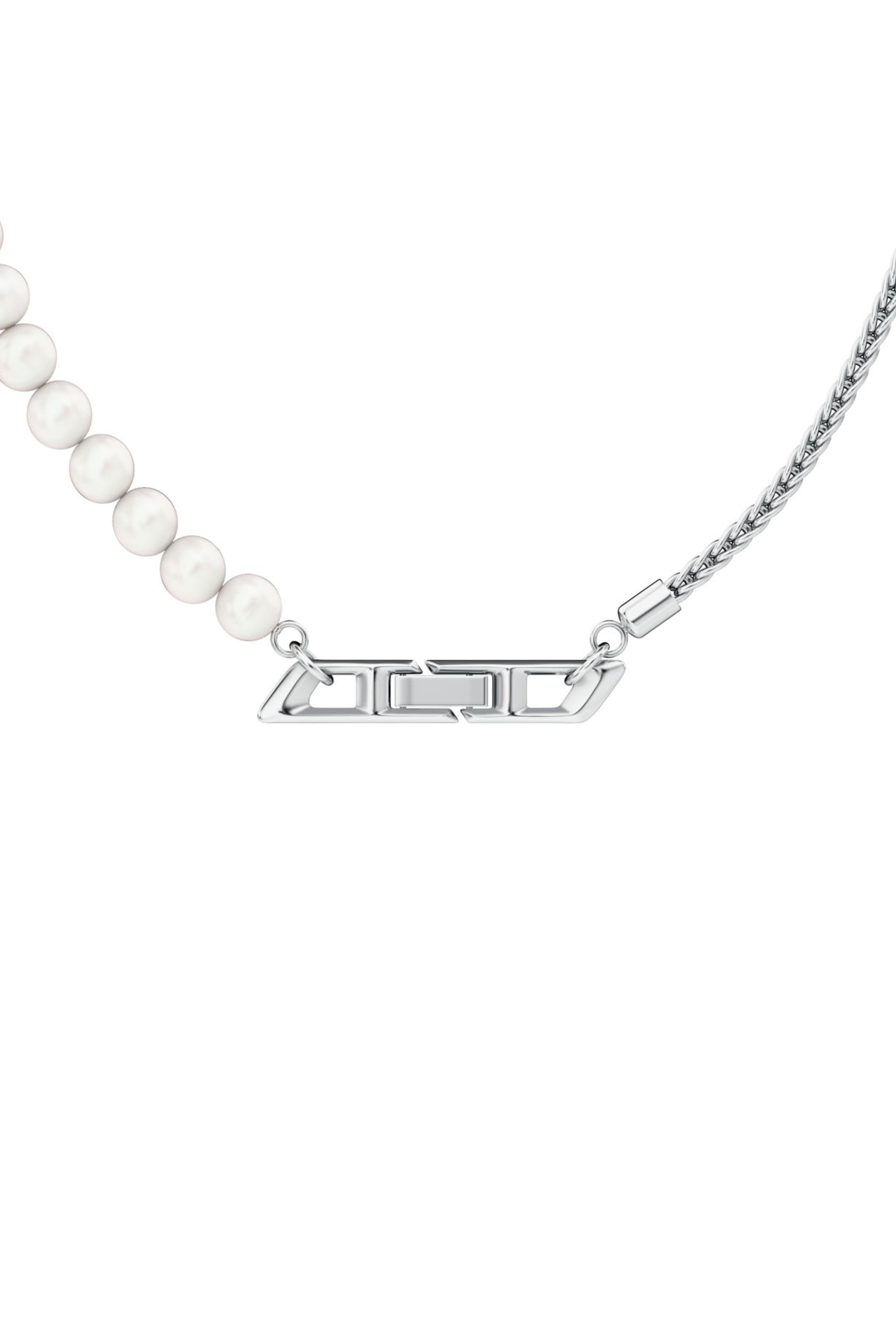 Diesel - DL1369040 STERLING SILVER JEWEL, Unisex's Sterling silver and pearl chain necklace in Silver - 2