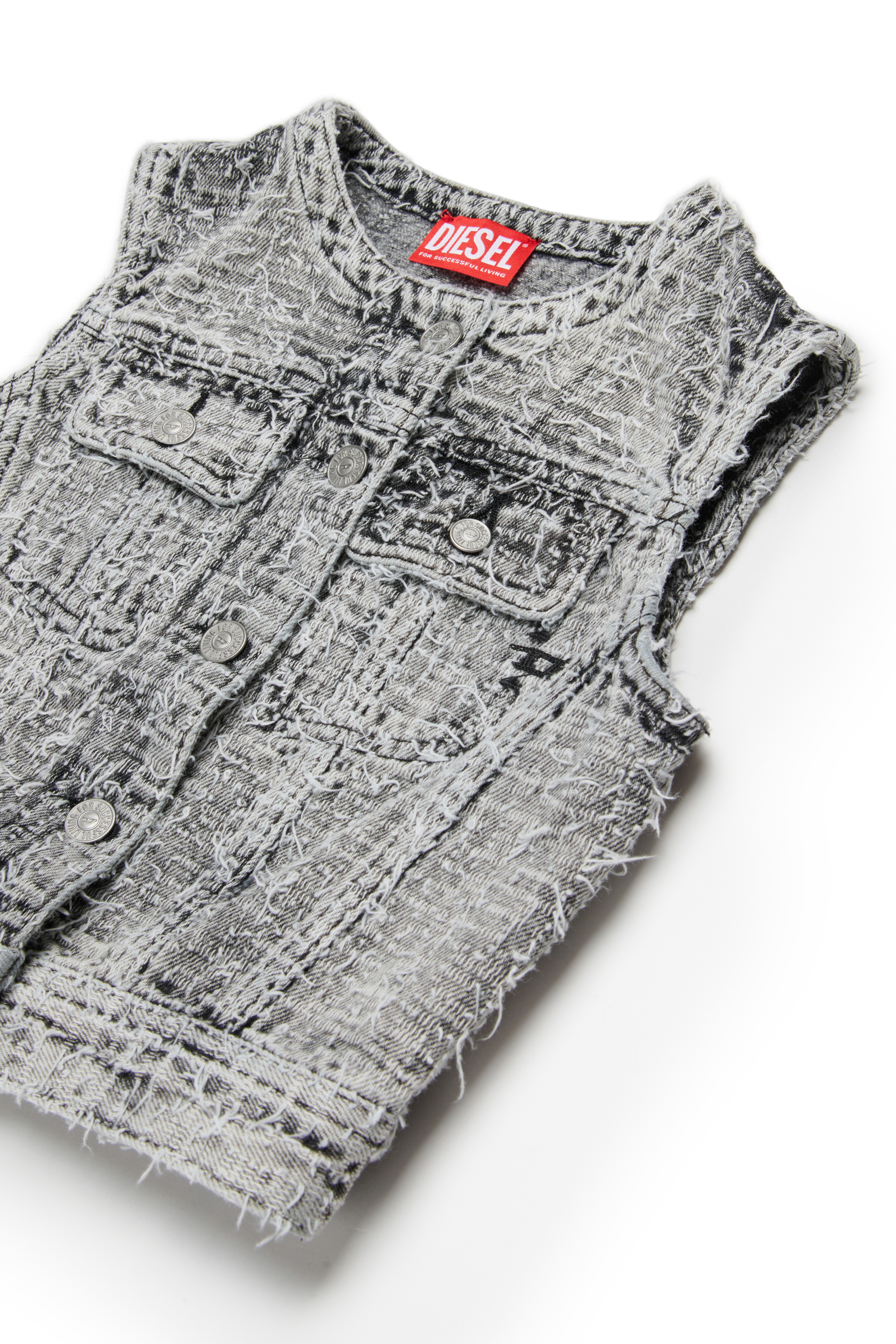 Diesel - JSLIMMY-SM-J, Woman's Denim vest with frayed texture in Grey - 3