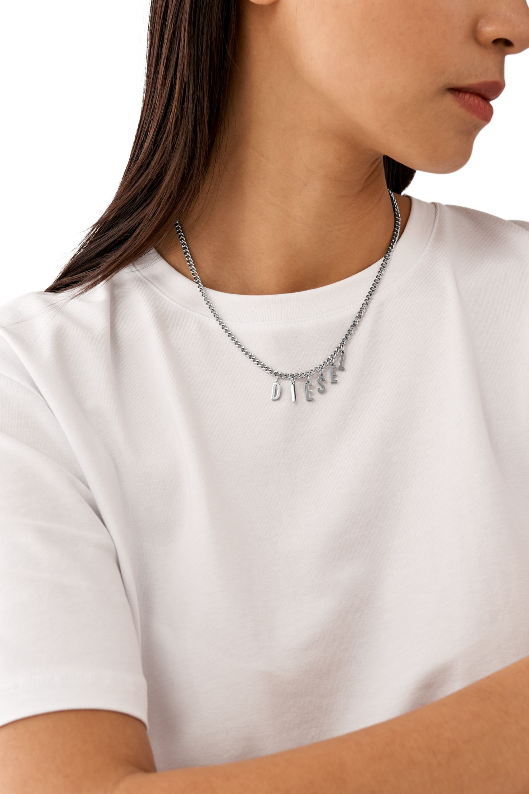 Diesel - DX1494, Unisex's Stainless steel chain necklace in Silver - 4