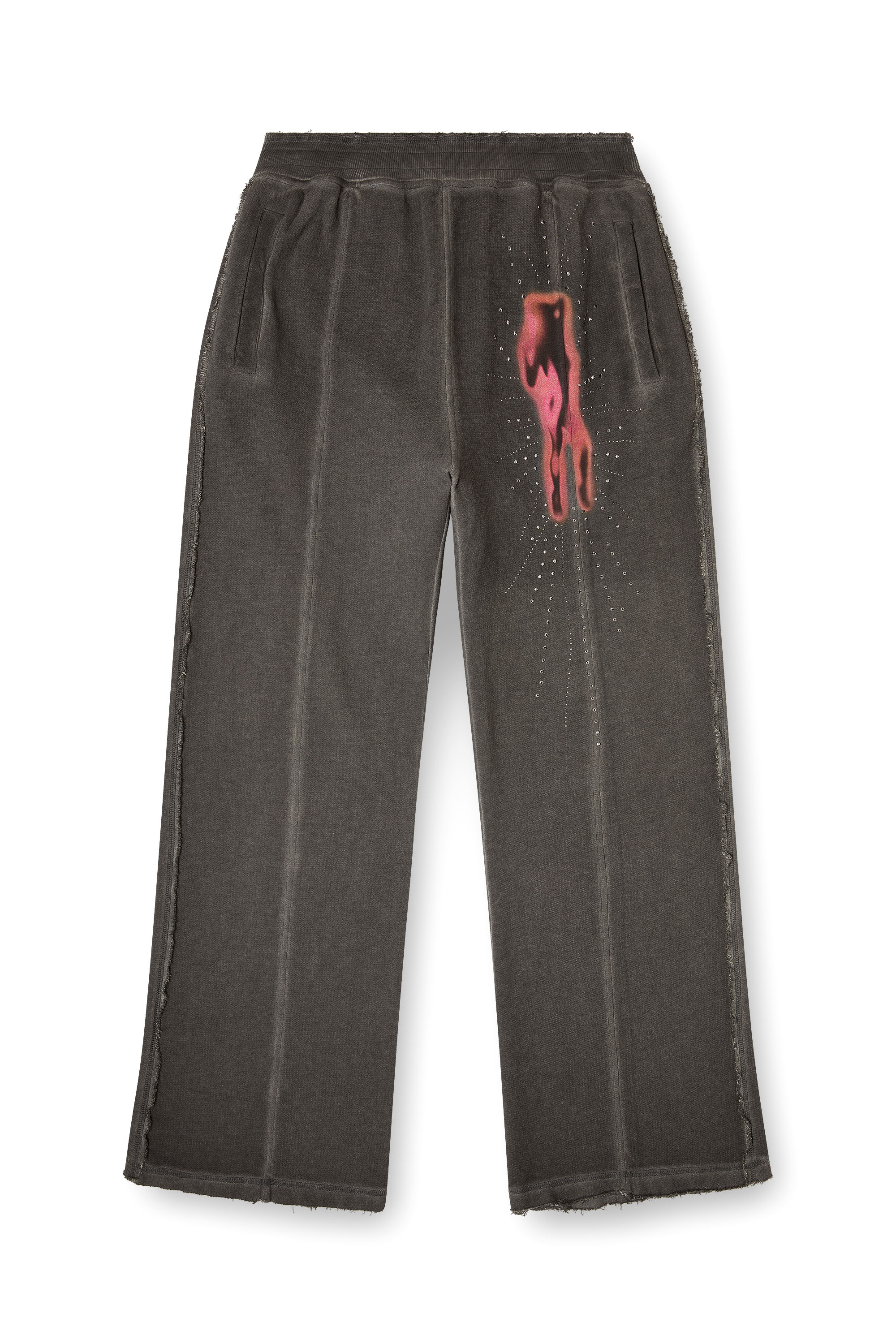 Diesel - P-QUINN, Man's Sweatpants with studs and graphic print in Grey - 4