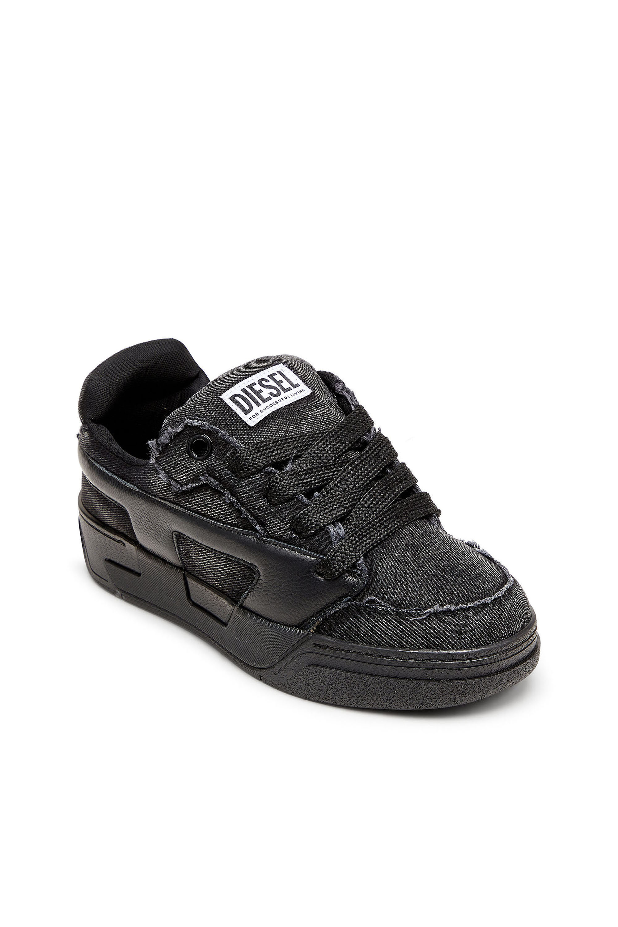 Men's S-D-Ollie - Sneakers in frayed denim e leather | Black