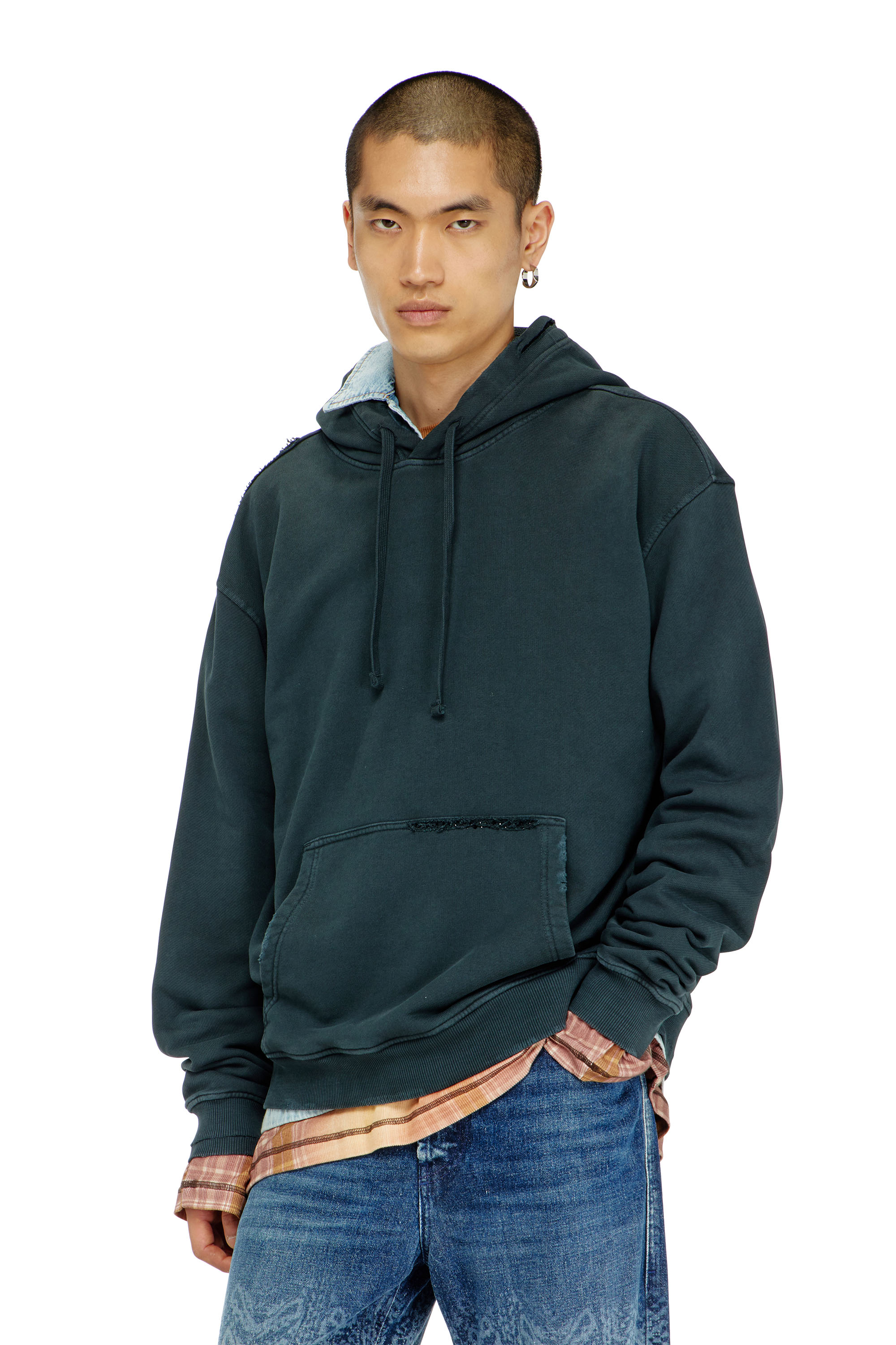 Diesel - S-NORM-HOOD-CRYSTALS, Man's Hoodie with rips and crystal details in null - 1