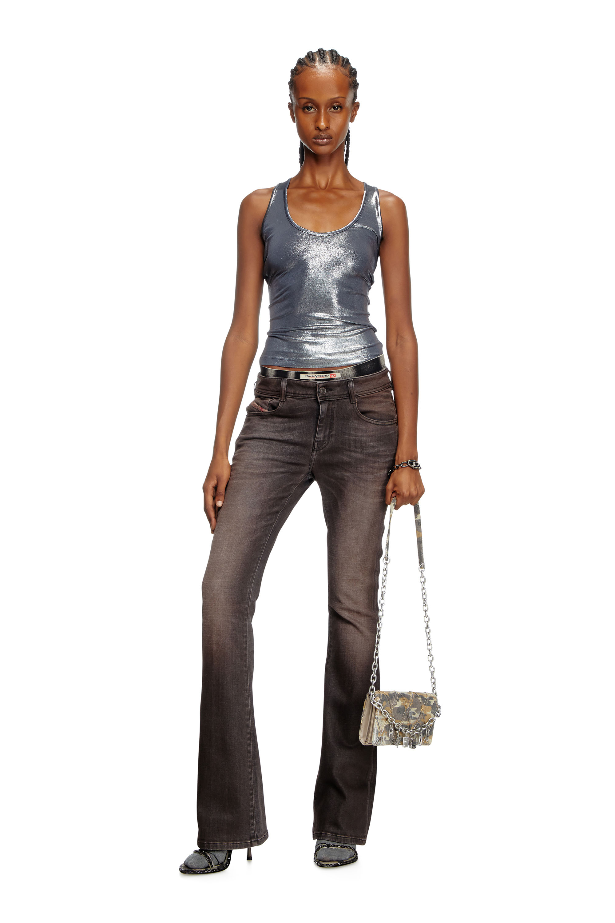 Diesel - T-AMA, Woman's Metallic tank top in Blue - 2