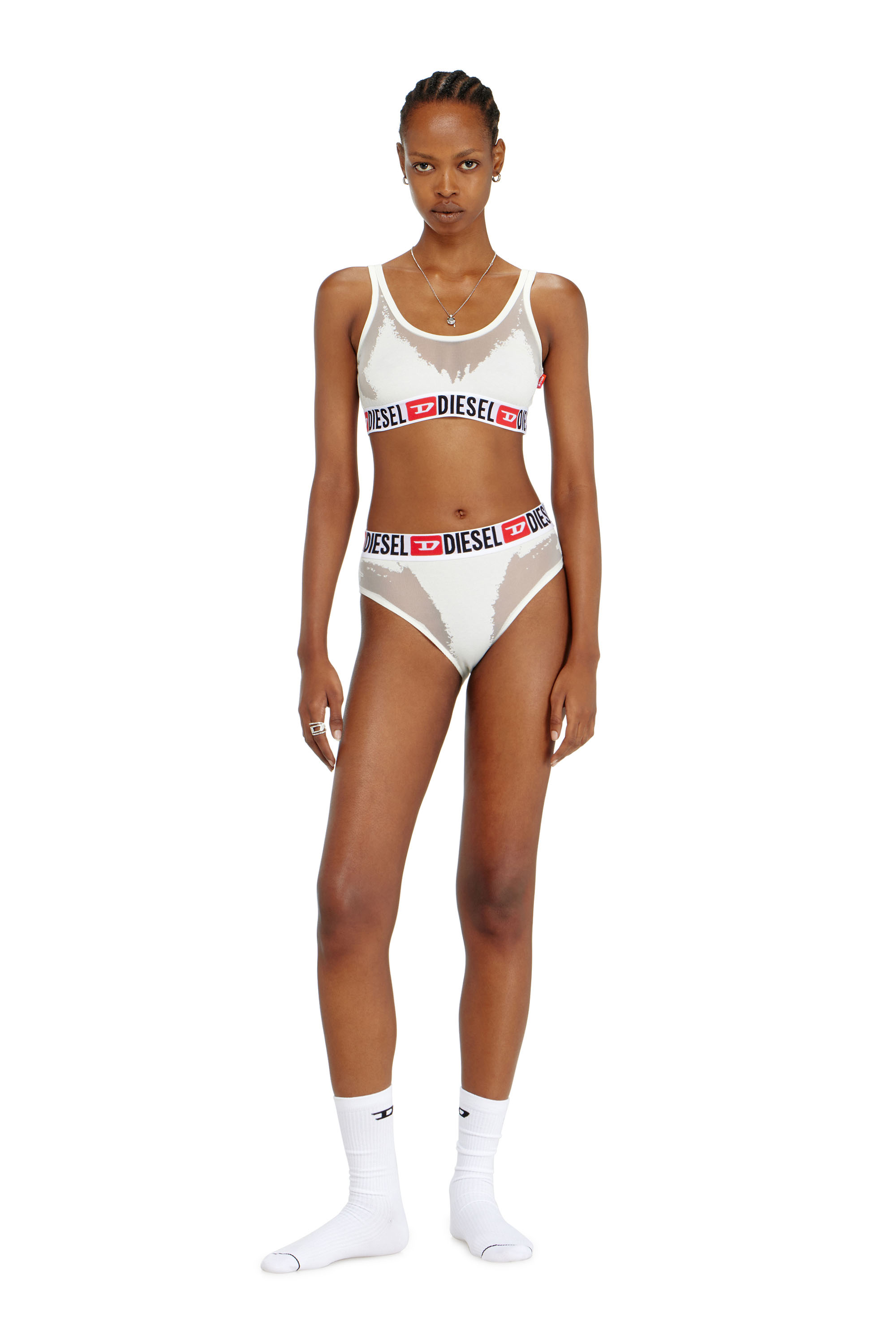 Diesel - PR-ORIBA-D-CORE, Woman's Bralette with sheer devor&eacute; effect in White - 3