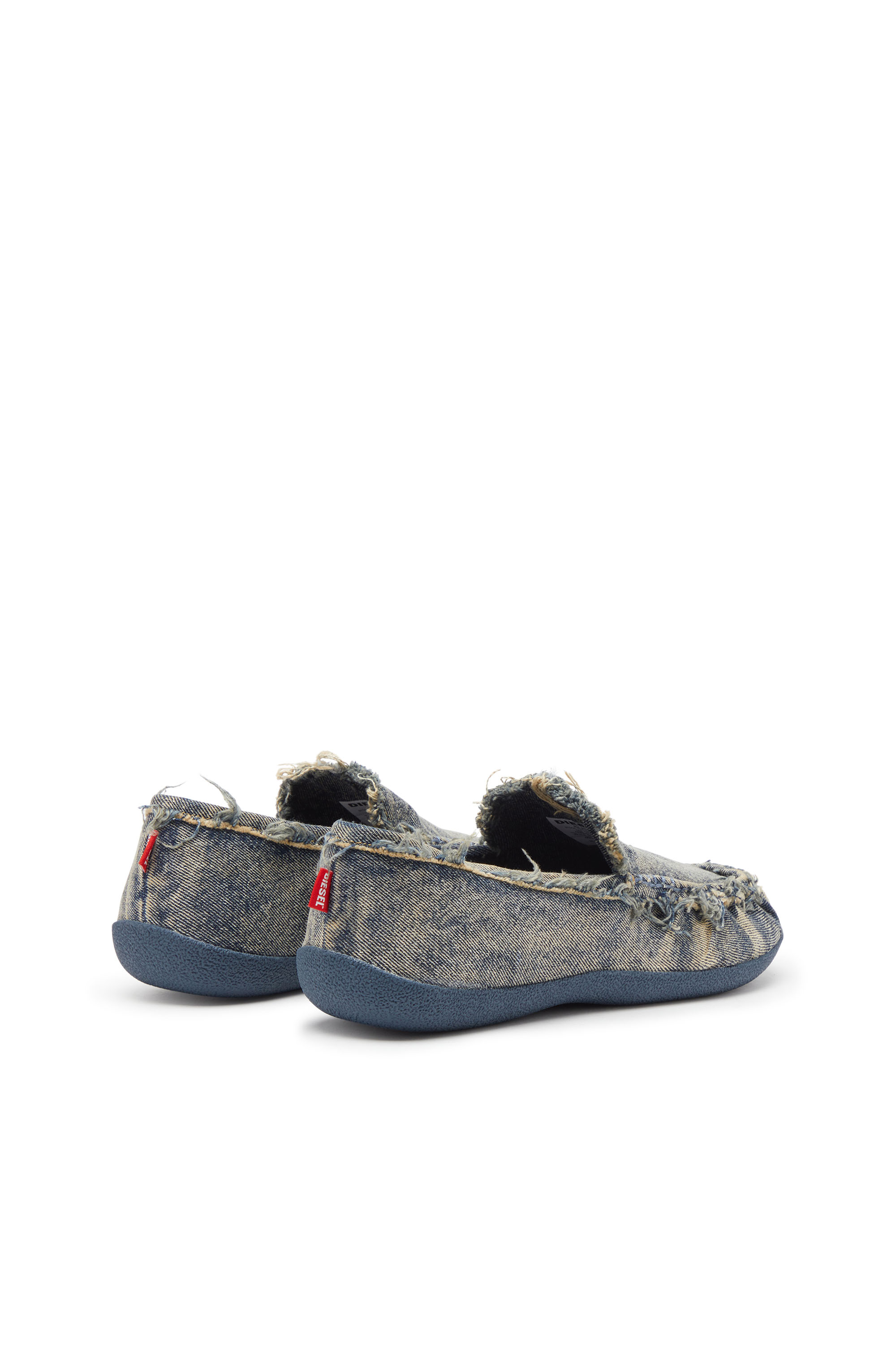 Diesel - D-SHOCK MOC, Man's D-Shock-Distressed denim loafers in Blue - 3
