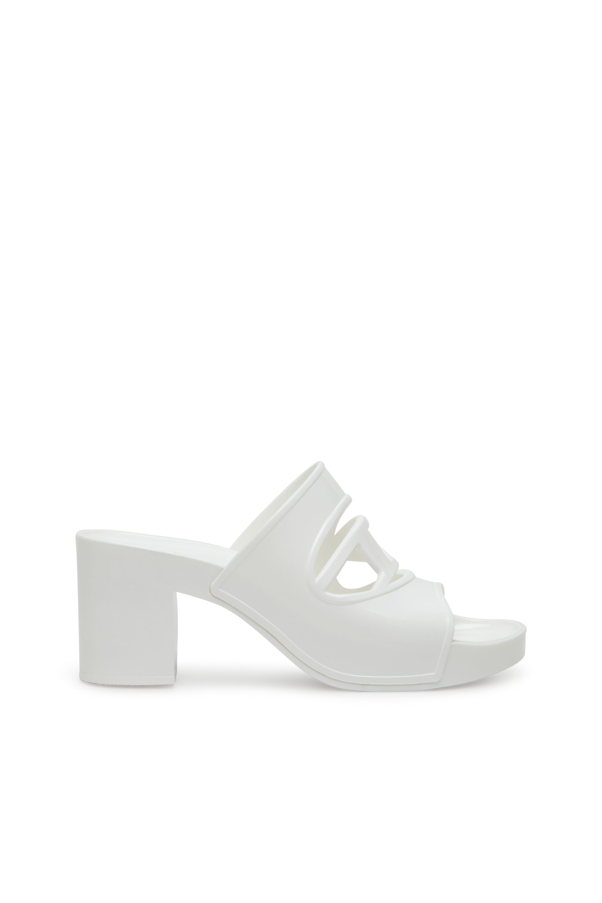 Diesel - SA-BONNIE, Woman's Sa-Bonnie-Heeled rubber slides with cut-out logo in White - 1