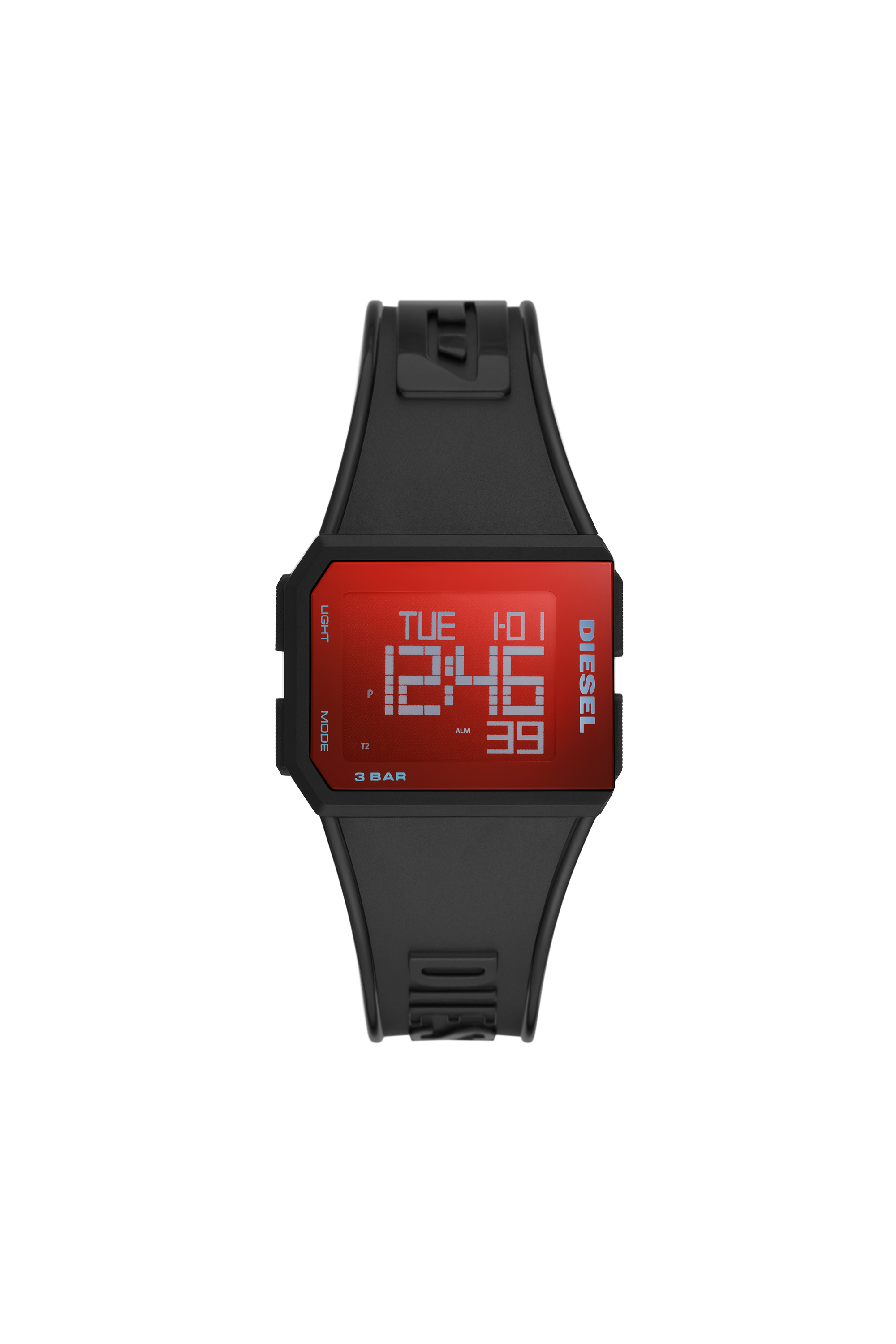 Diesel - DZ1971, Unisex's Chopped Digital Silicone Watch in Black - 1