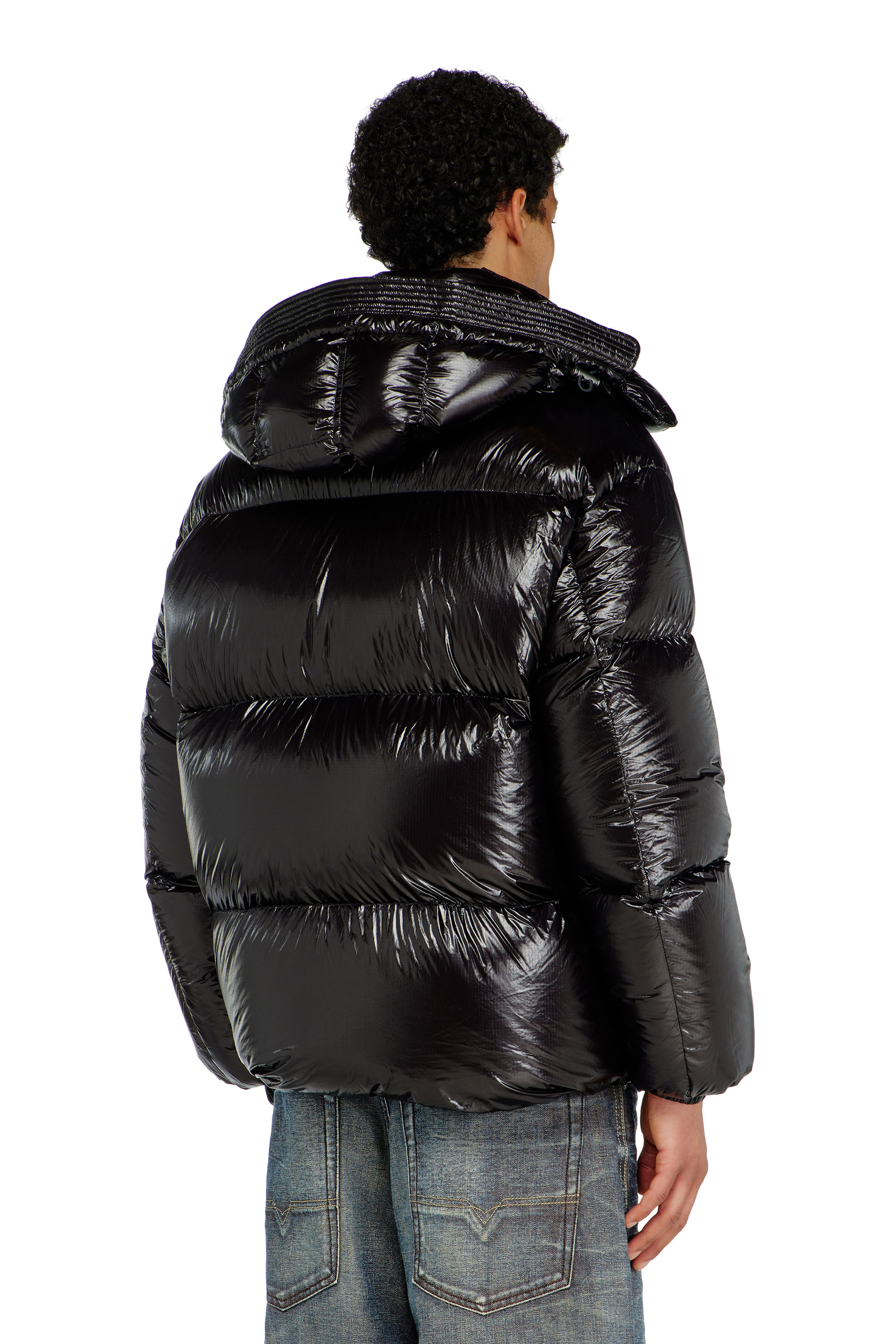 Diesel - W-ROLFYS-WRD-BKCP, Man's Down puffer jacket with detachable hood in Black - 4