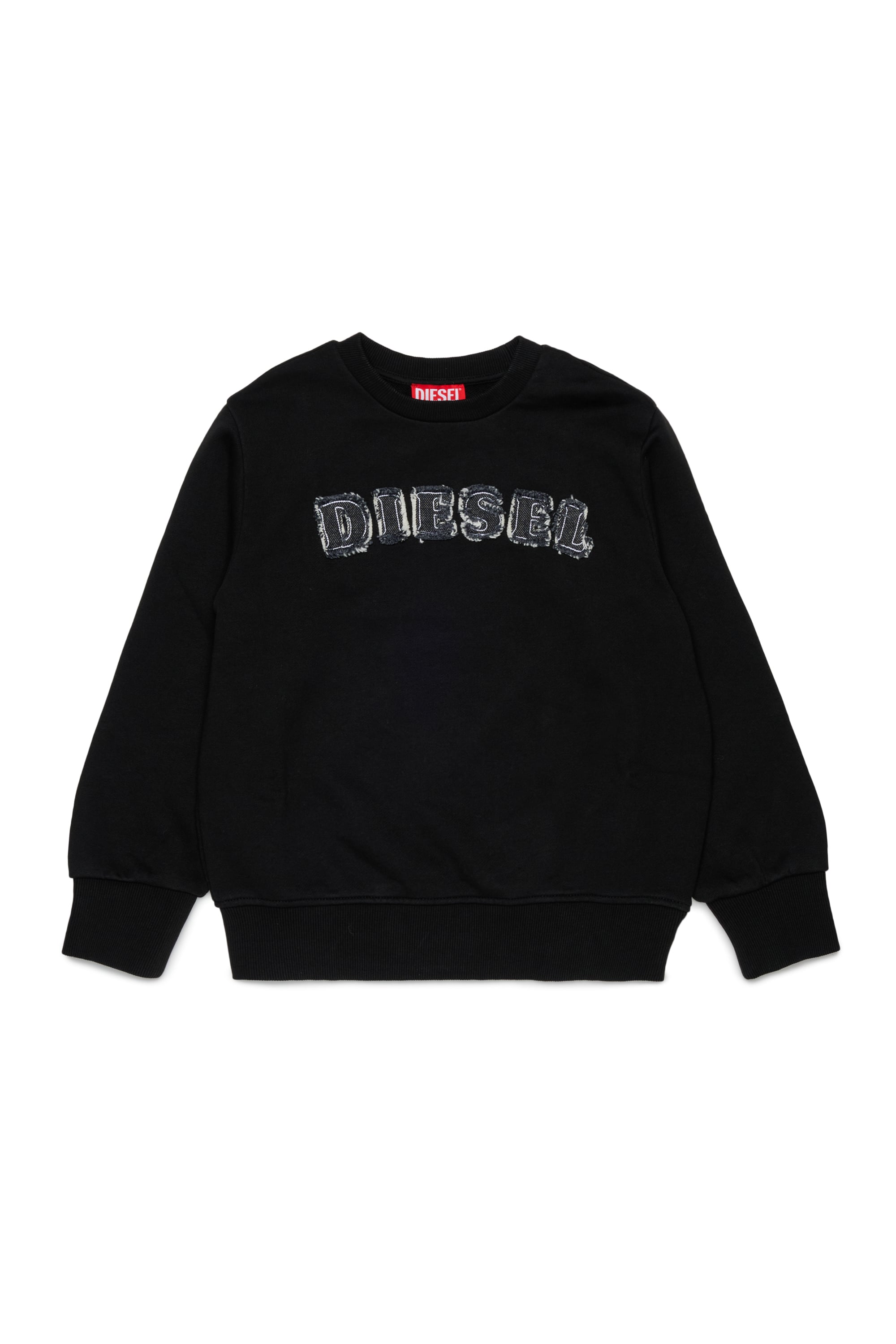 Diesel - SJEANS OVER, Man's Sweatshirt with frayed logo letters in Black - 1