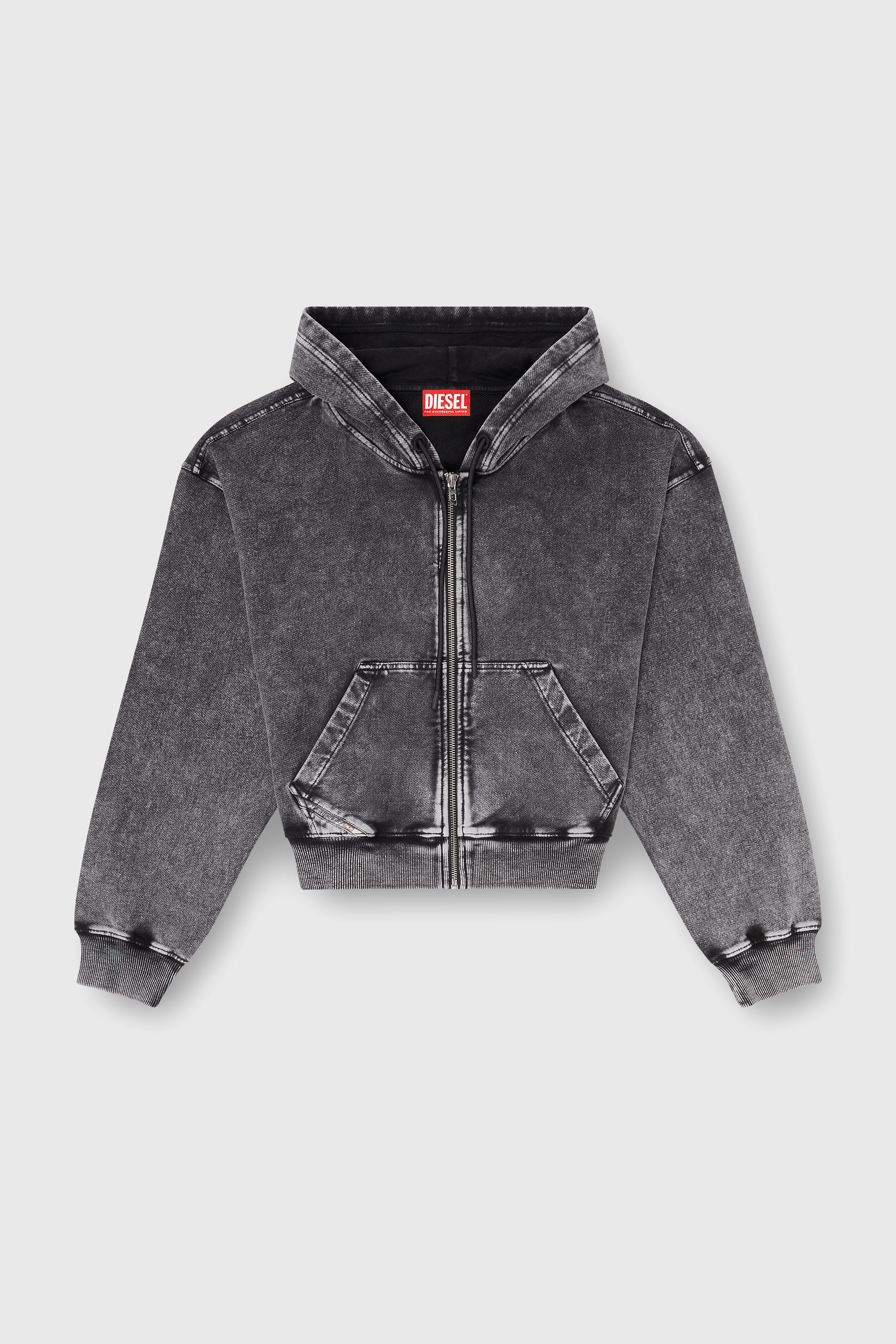 Diesel - F-ELYCY-AA2, Woman's Hoodie with denim effect in Dark grey - 2