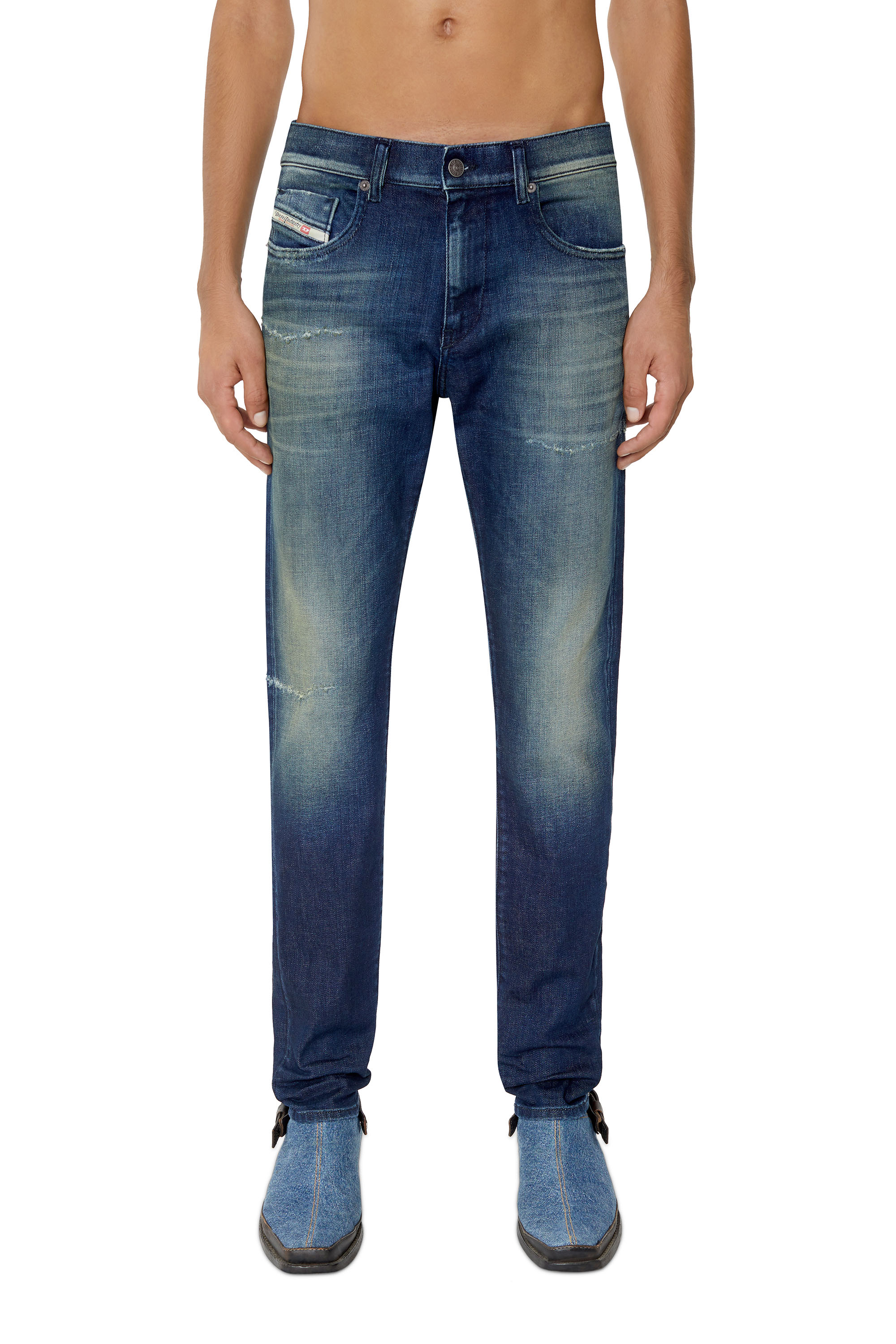 Diesel - 2019 D-Strukt 09F57 Slim Jeans, Dark Blue - Image 1