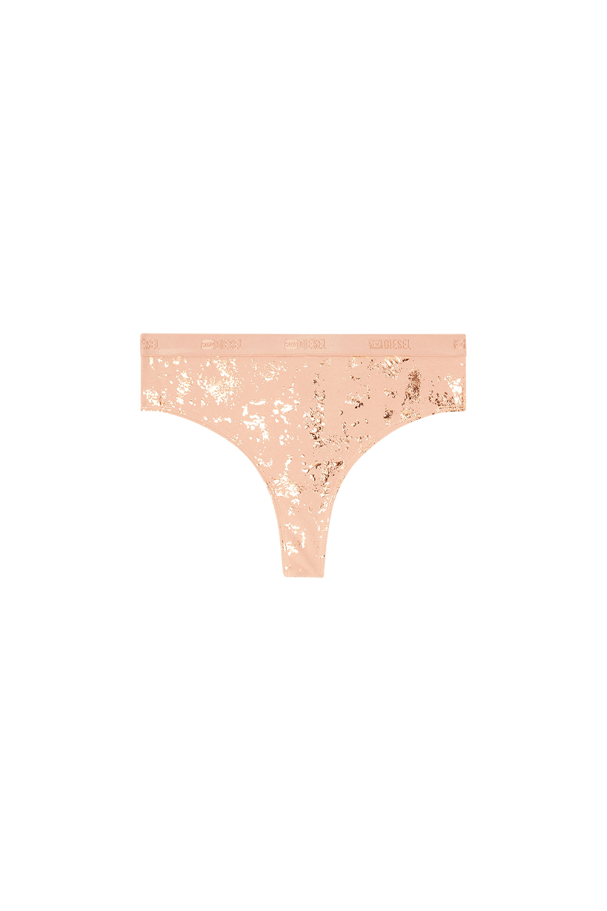 Diesel - STARS-GFT, Woman's Thong in metallic-effect stretch cotton in Nude - 4