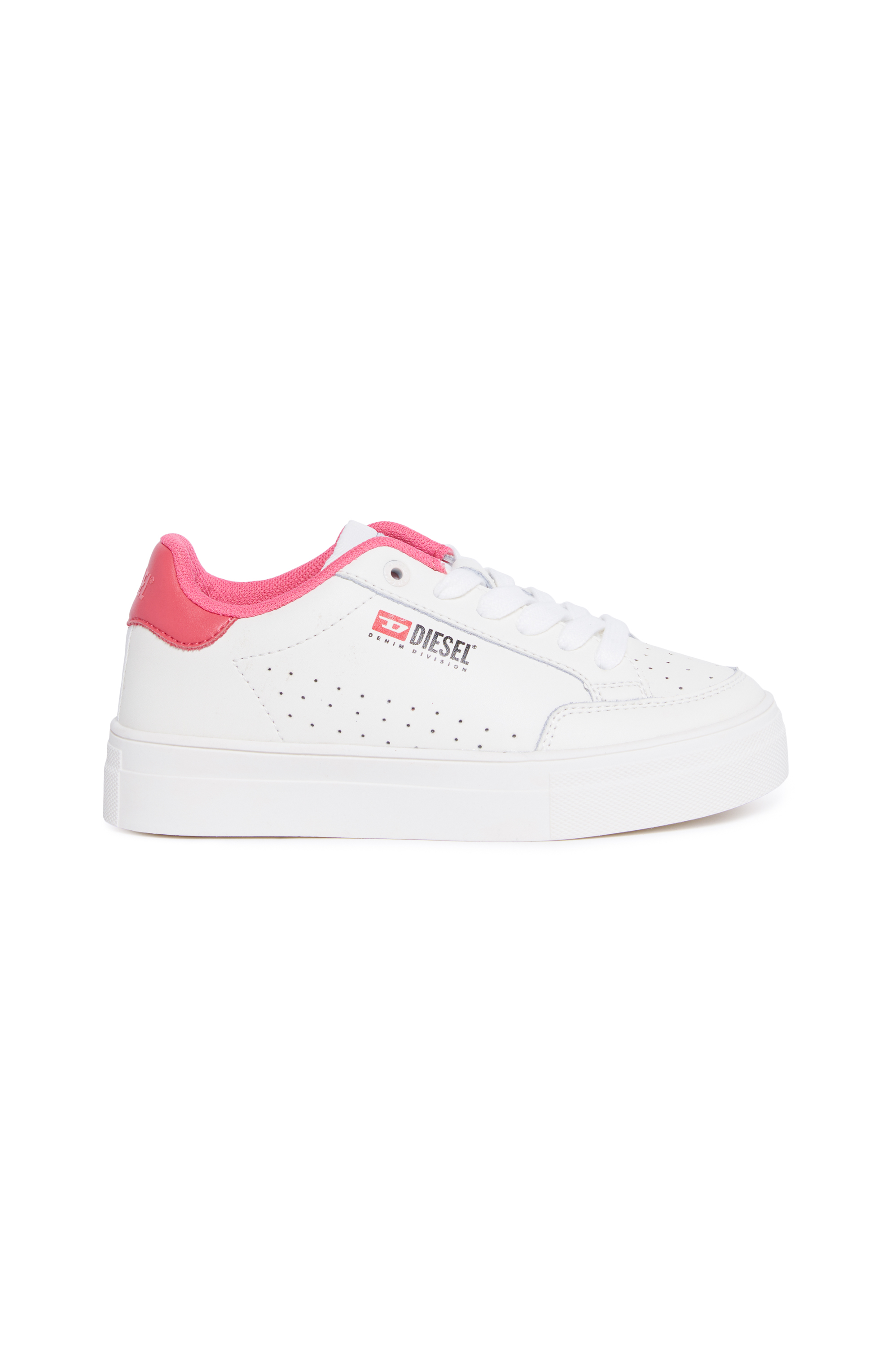 Diesel - S-VANEELA VTG, Unisex's Sneakers in perforated leather in White/Pink - 1