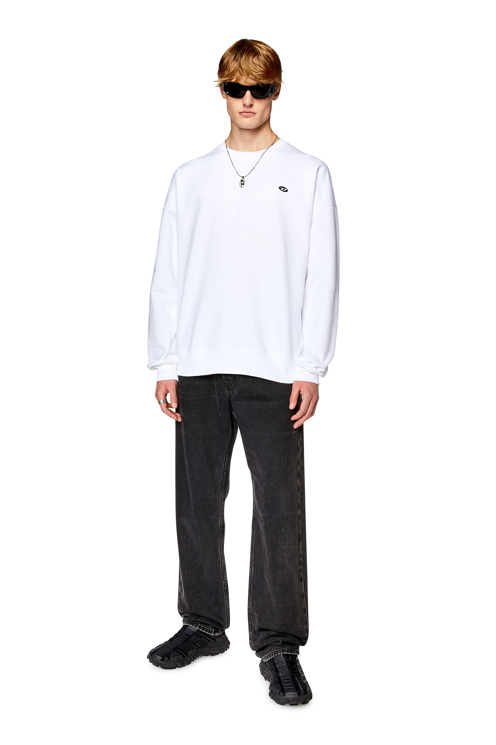 Diesel - S-ROB-DOVAL-PJ, Man Sweatshirt with oval D patch in White - Image 2