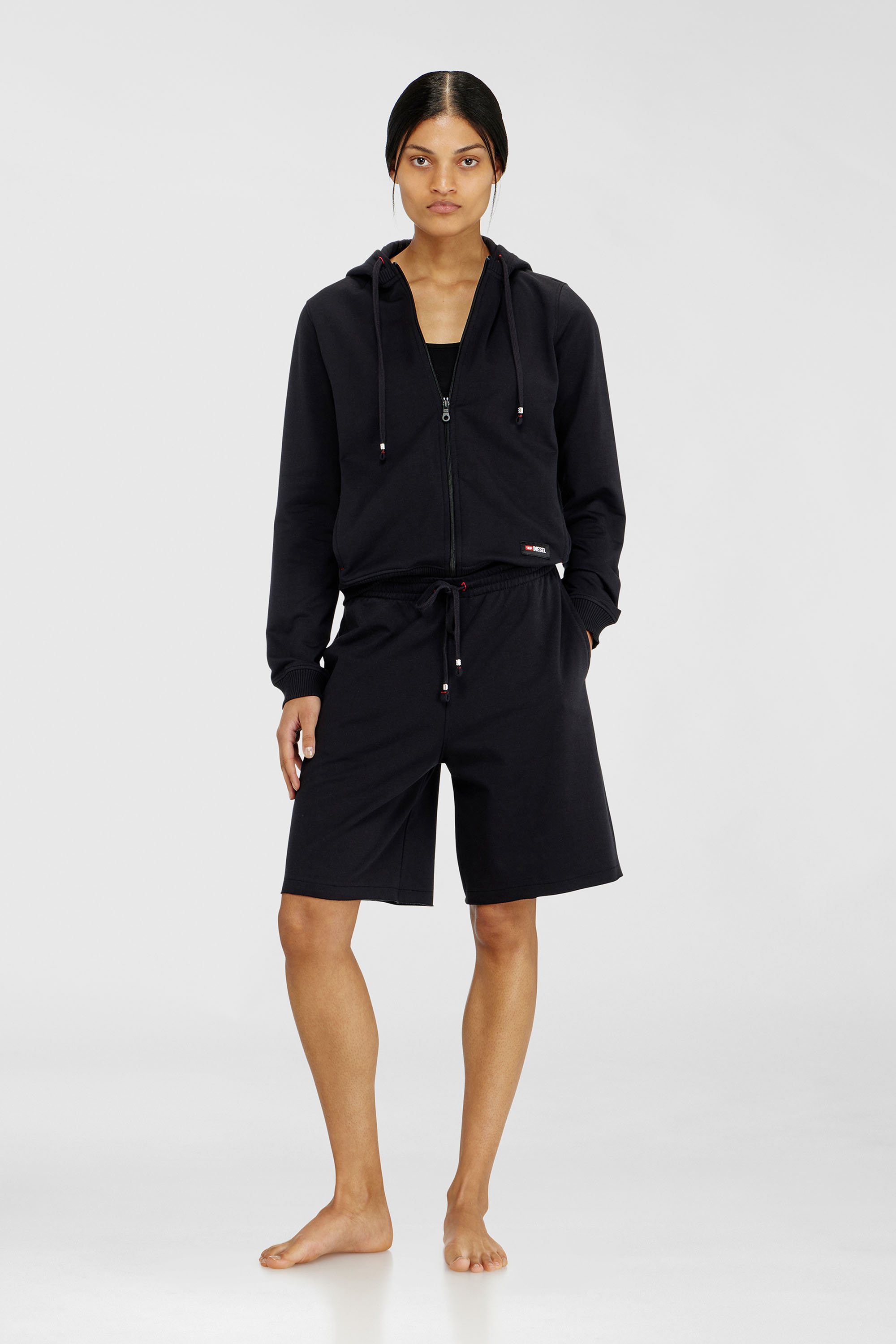 Diesel - CLARA-D-CORE, Woman's Peached sweat shorts with raw hems in Black - 2