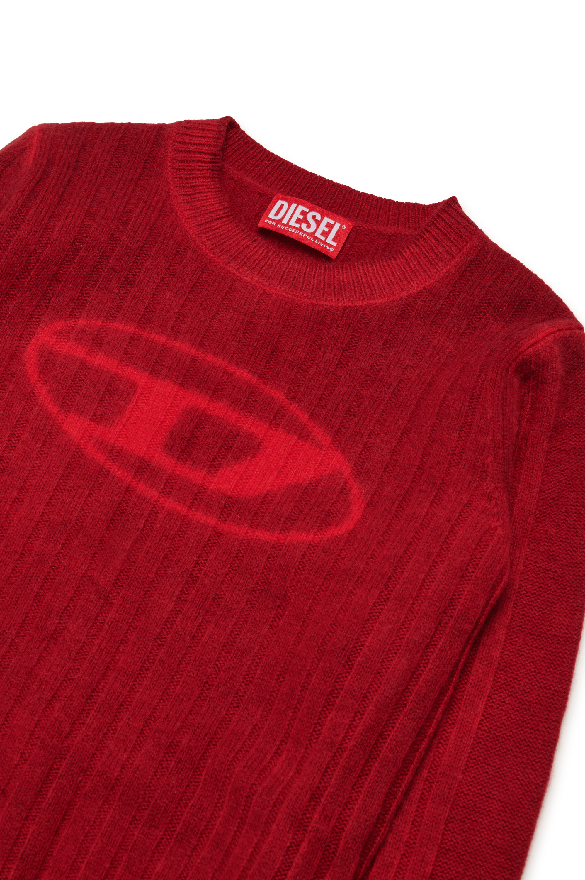 Diesel - KANDELEROD, Man Treated jumper with Oval D logo in Red - Image 2