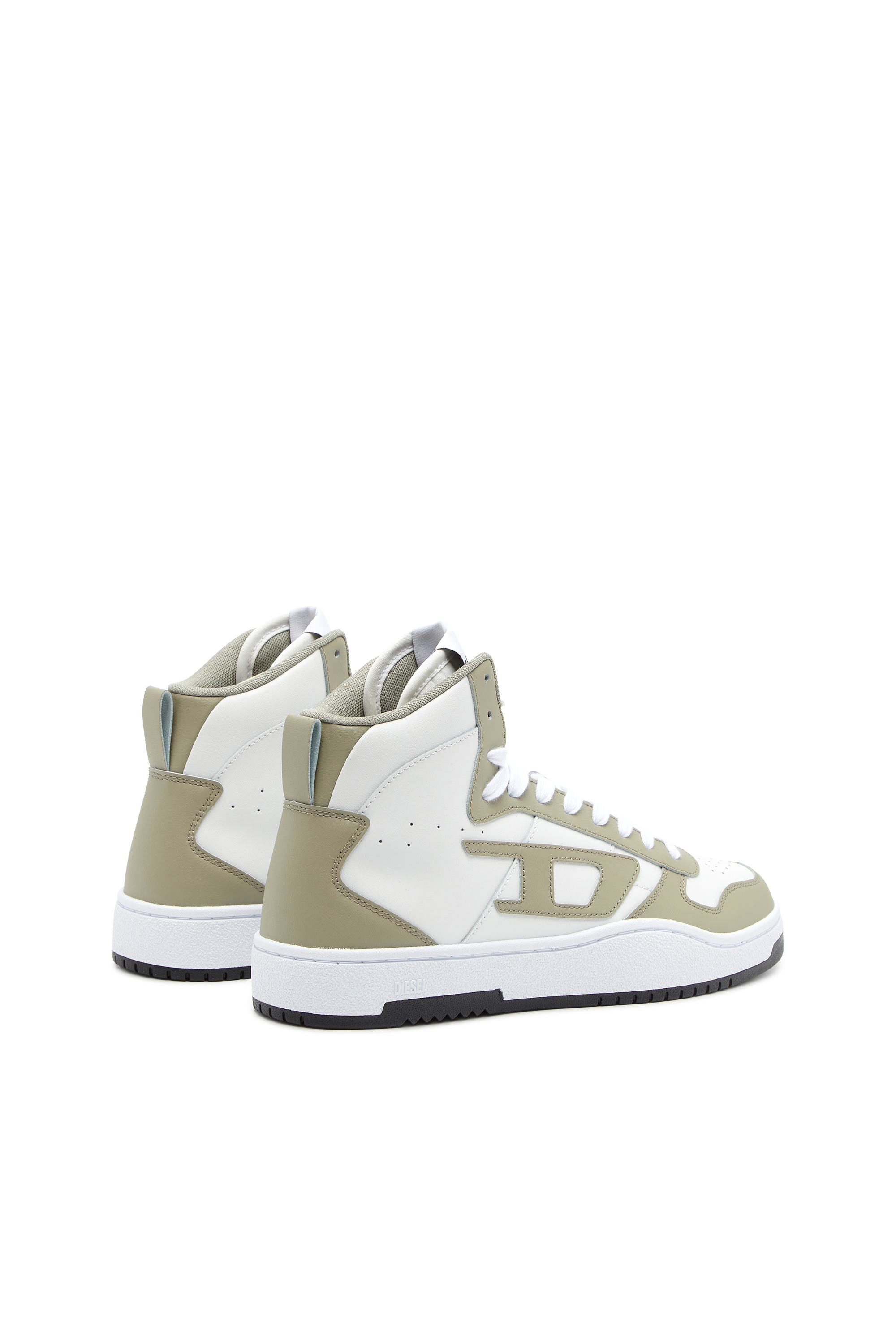 Diesel - S-UKIYO V2 MID, Man's S-Ukiyo-High-top sneakers in leather in White/Green - 3