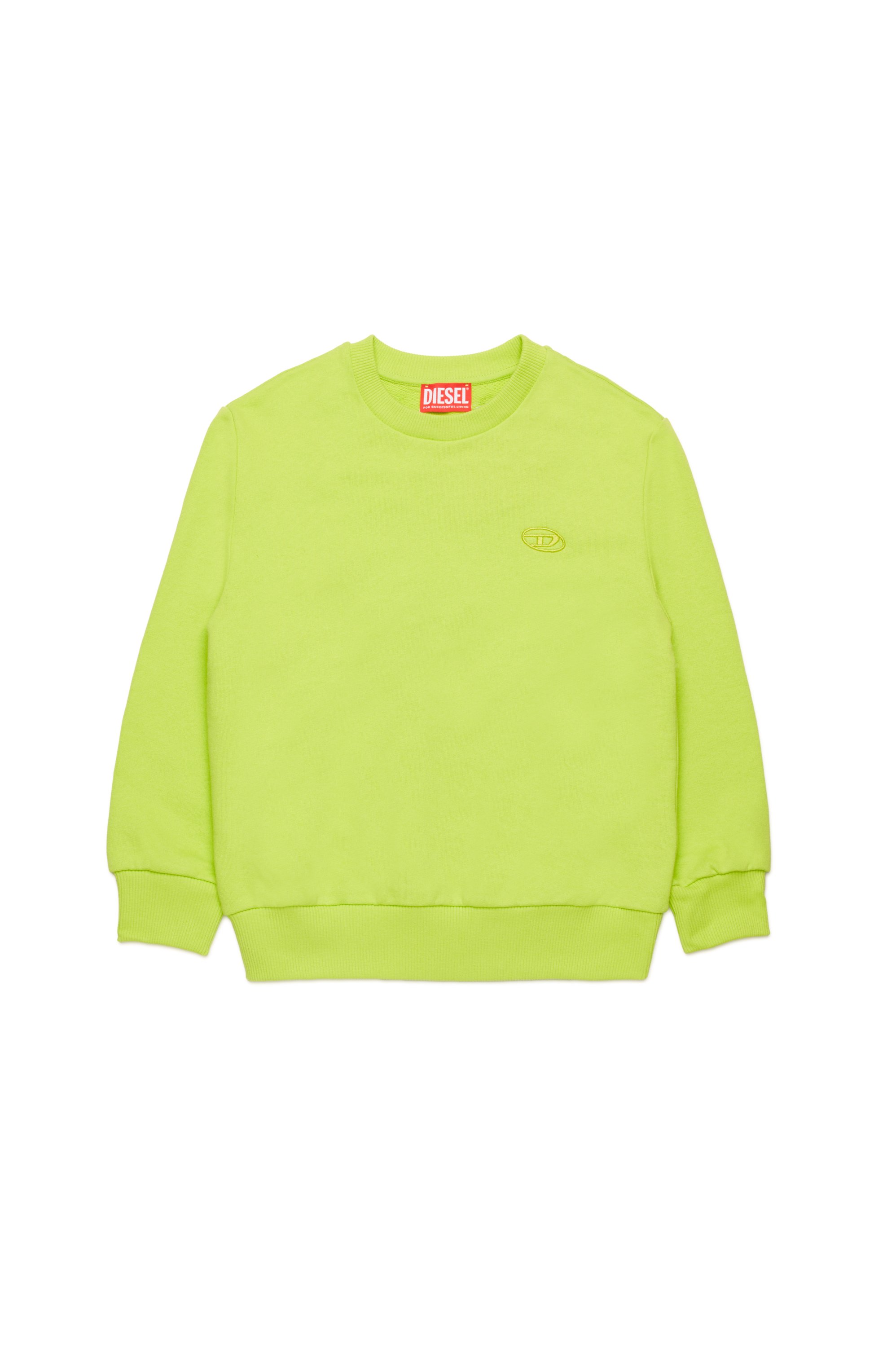 Diesel - SROBMEGOVALD OVER, Man's Sweatshirt with mega Oval D embroidery in Green Fluo - 1