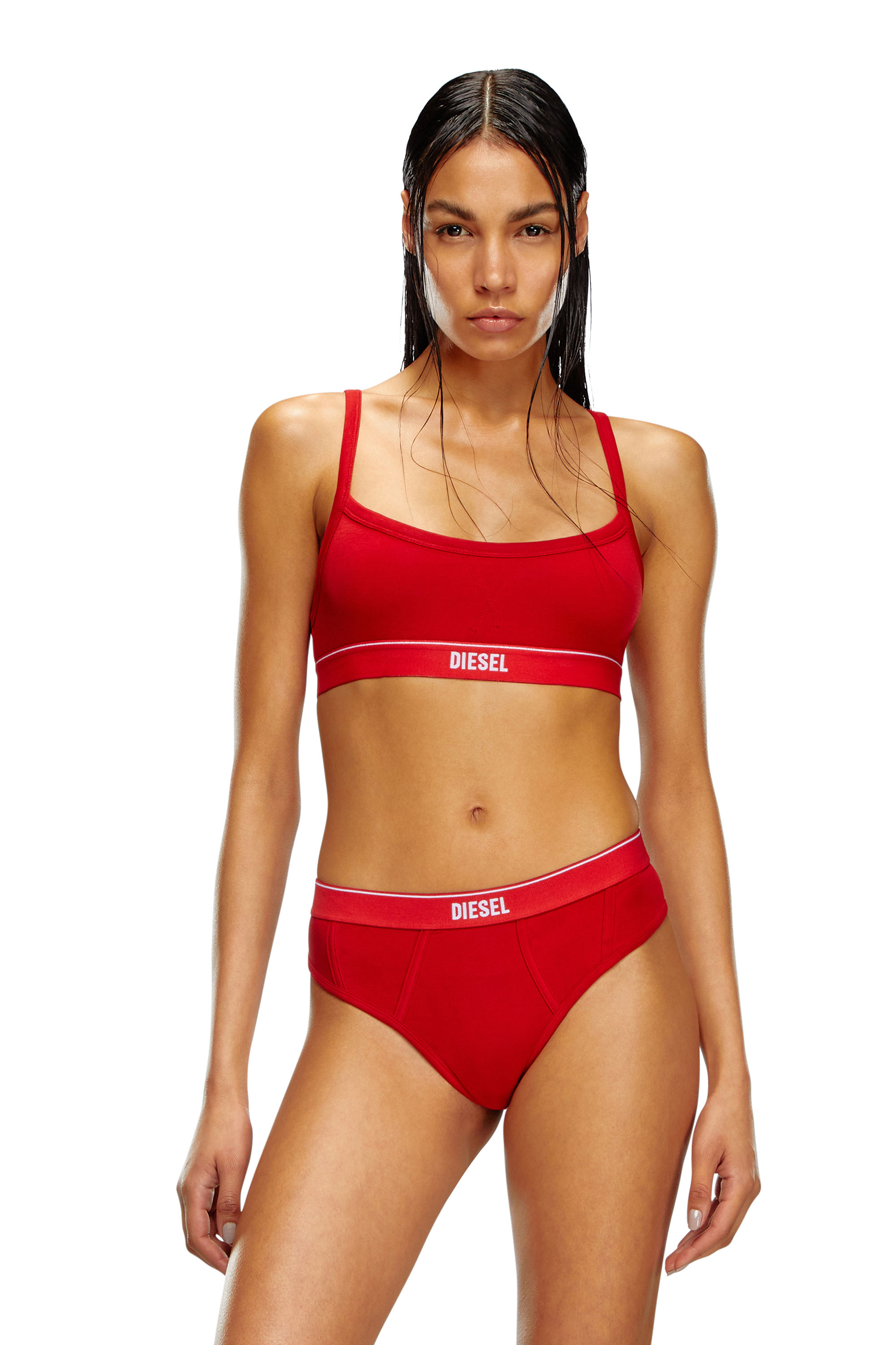 Diesel - UFSB-GRETA, Woman Bralette with logo band in Red - Image 1