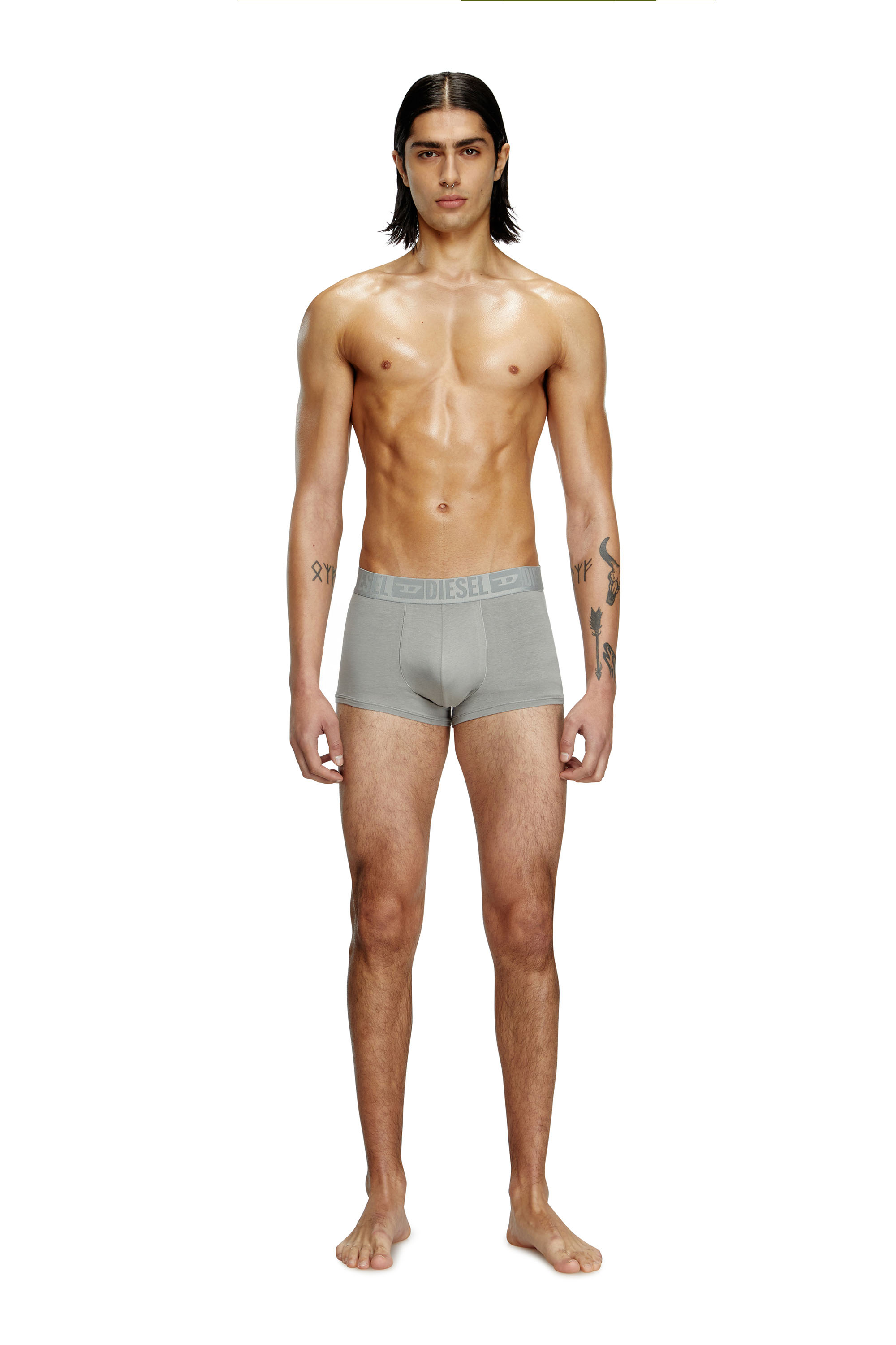 Diesel - BENJAMIN-D-MONO-3PACK, Man's Three-pack plain boxer briefs in Grey/Black - 1