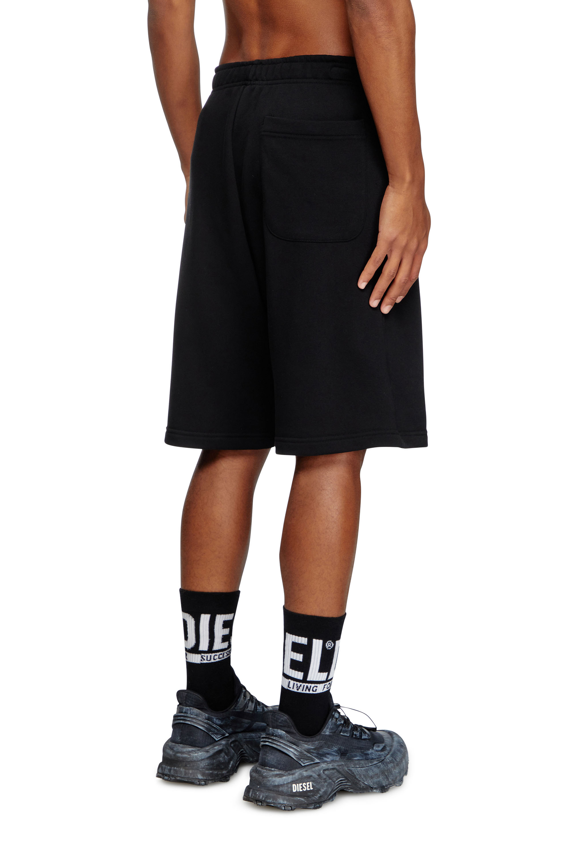P-MARSHY-OD, Black Diesel - P-MARSHY-OD, Man's Sweat shorts with silver Oval D in Black - 4