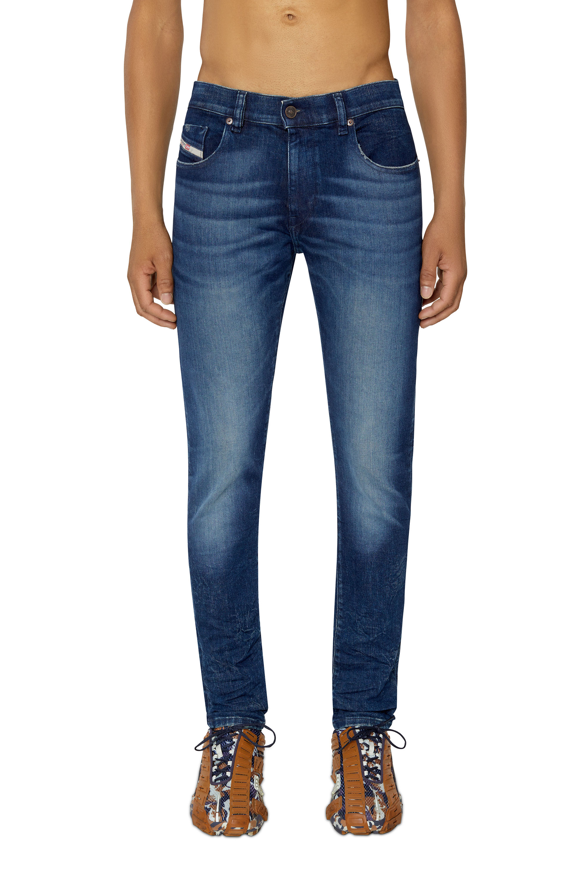 Diesel - 2019 D-Strukt 09F54 Slim Jeans, Dark Blue - Image 1