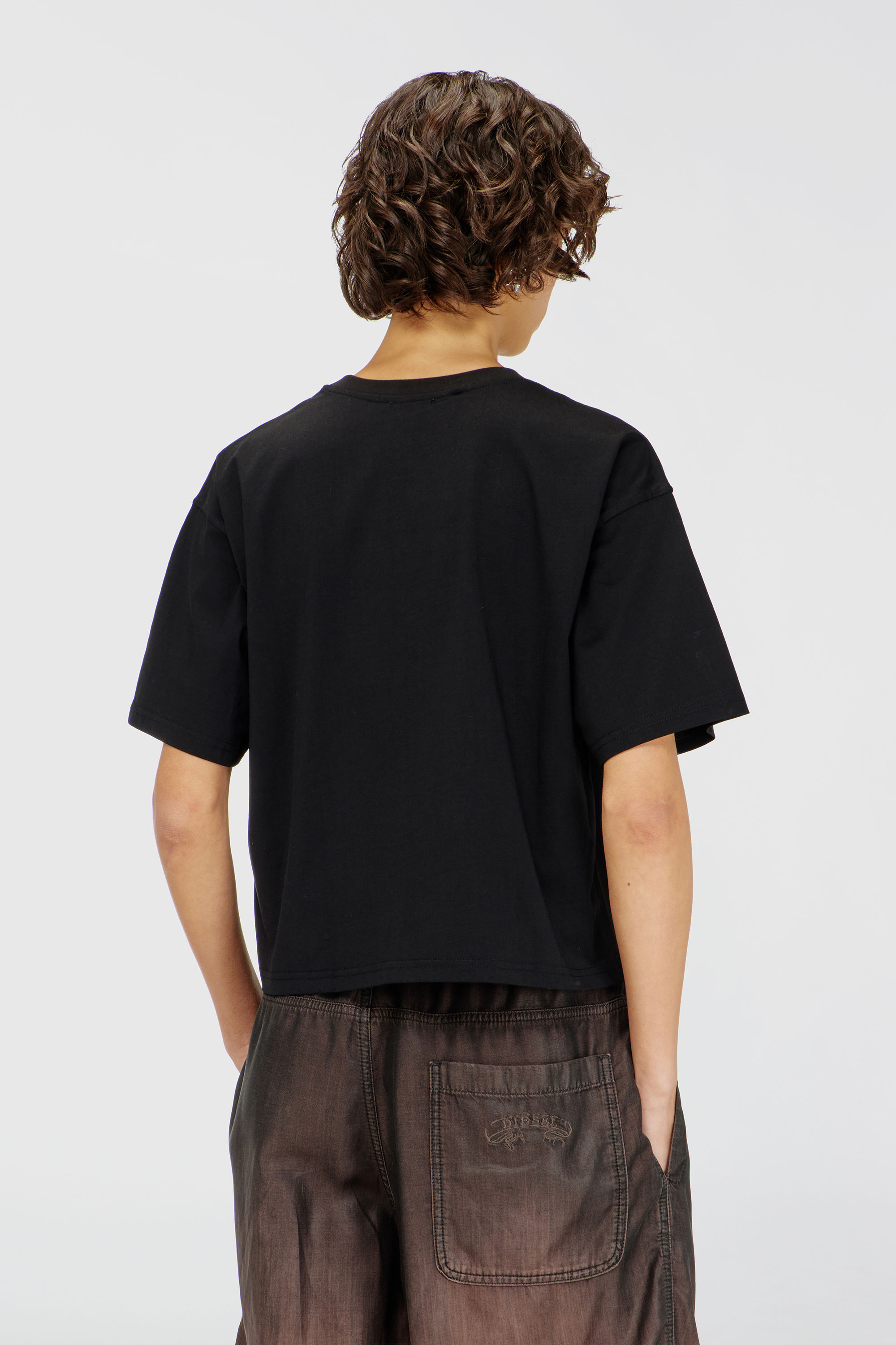 Diesel - T-BUXT-CROP-OD, Woman's Boxy T-shirt with cut-out Oval D logo in Black - 4