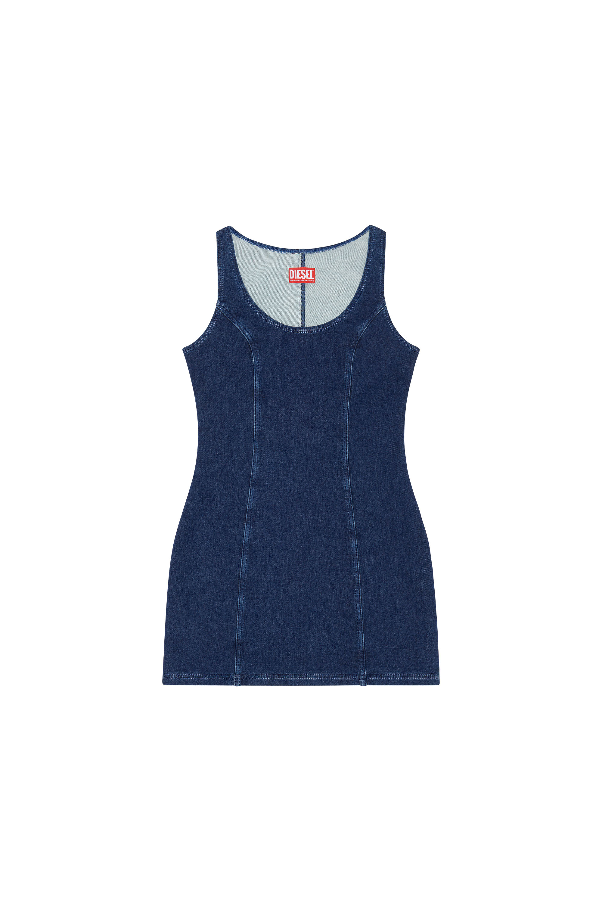 Diesel - D-VENUS TRACK DENIM TANK DRESS, Dark Blue - Image 2