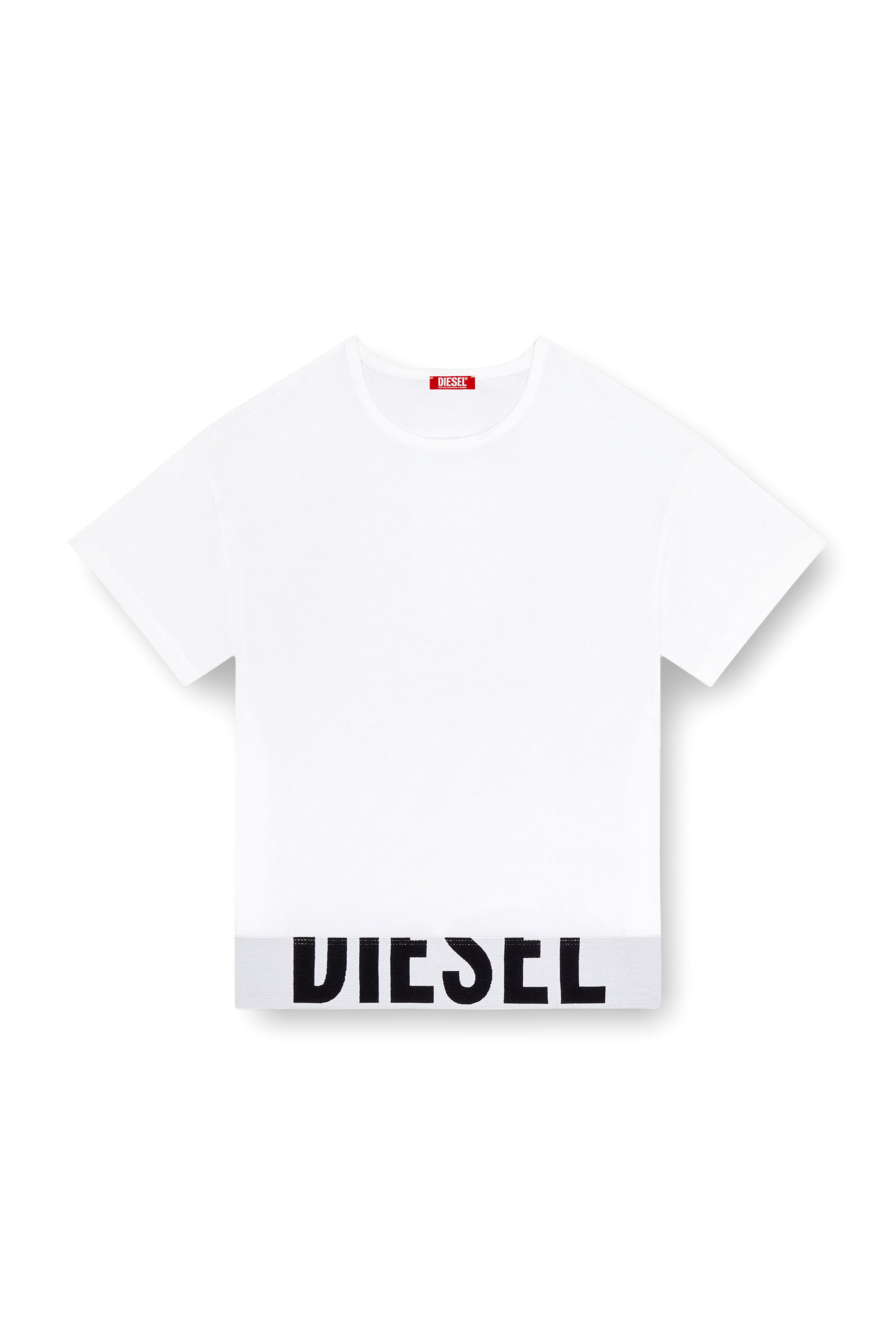 Diesel - UFTEE-SPORT-CROPPED-T-SHIRT, Woman's Sporty cropped top with logo band in White - 4