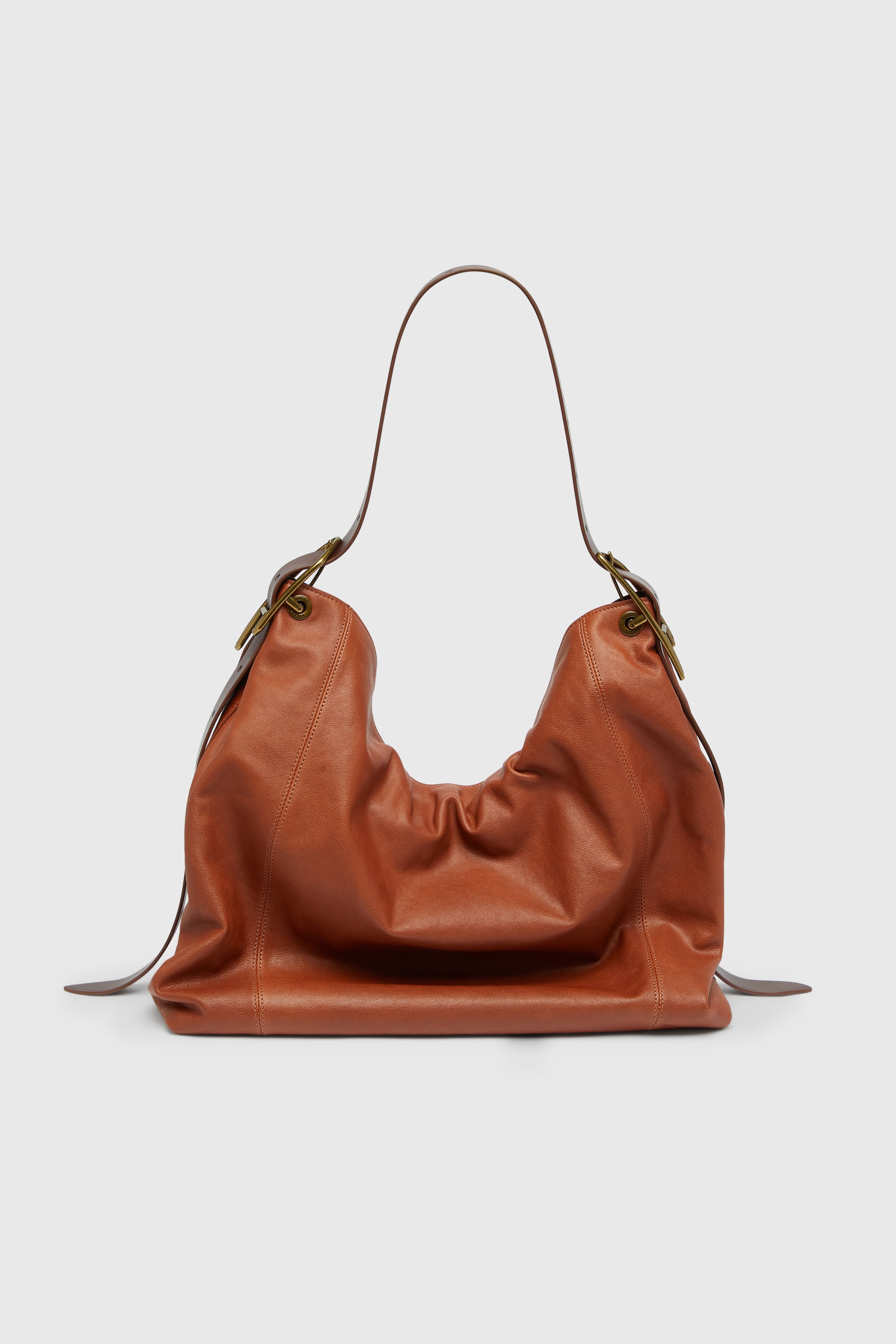 Diesel - D-LINE HOBO L, Woman's D-Line-Hobo bag in shiny leather in Brown - 2