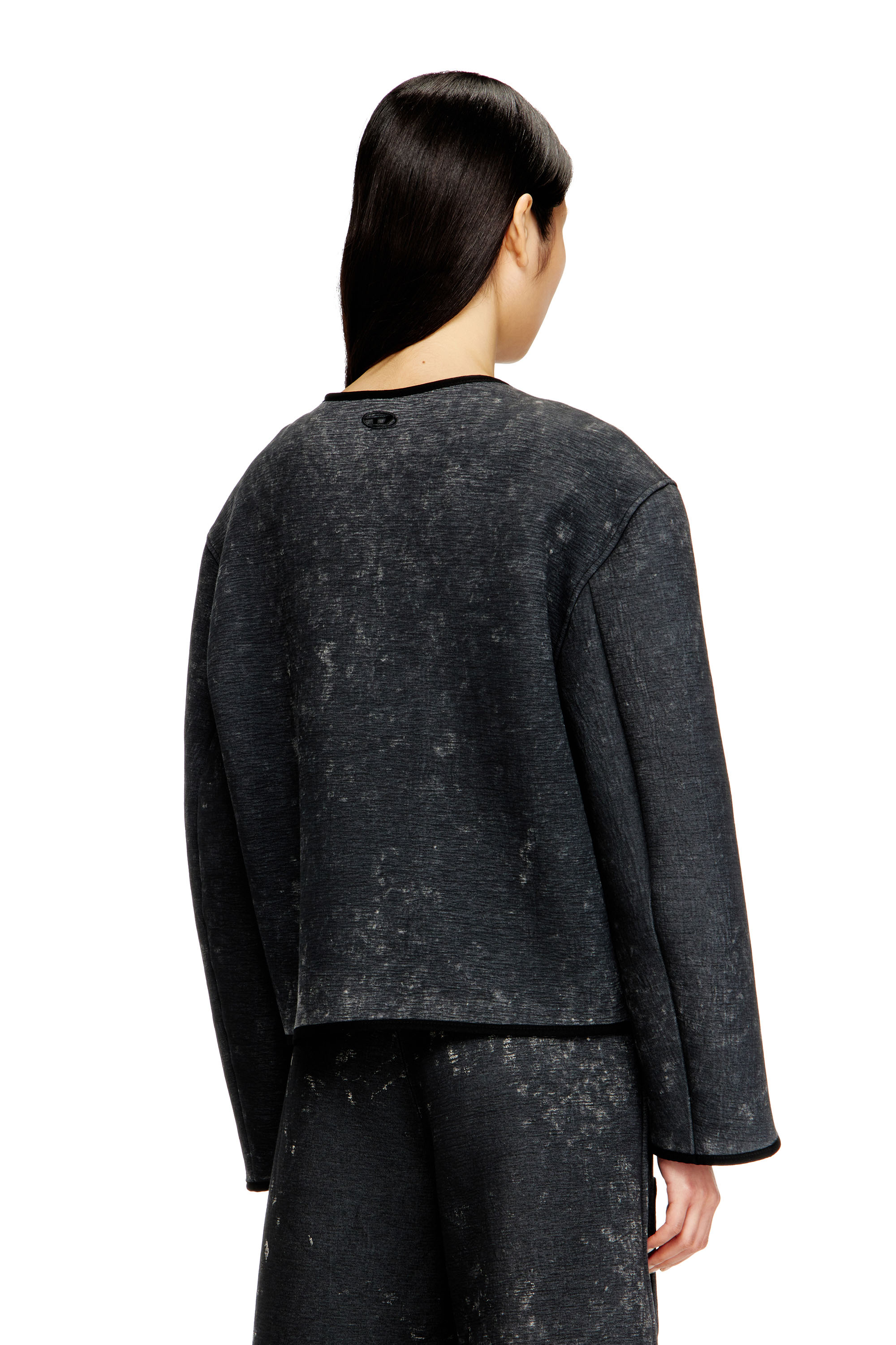 Diesel - G-TES, Woman's Marbled-effect scuba jacket with pockets in Dark grey - 4