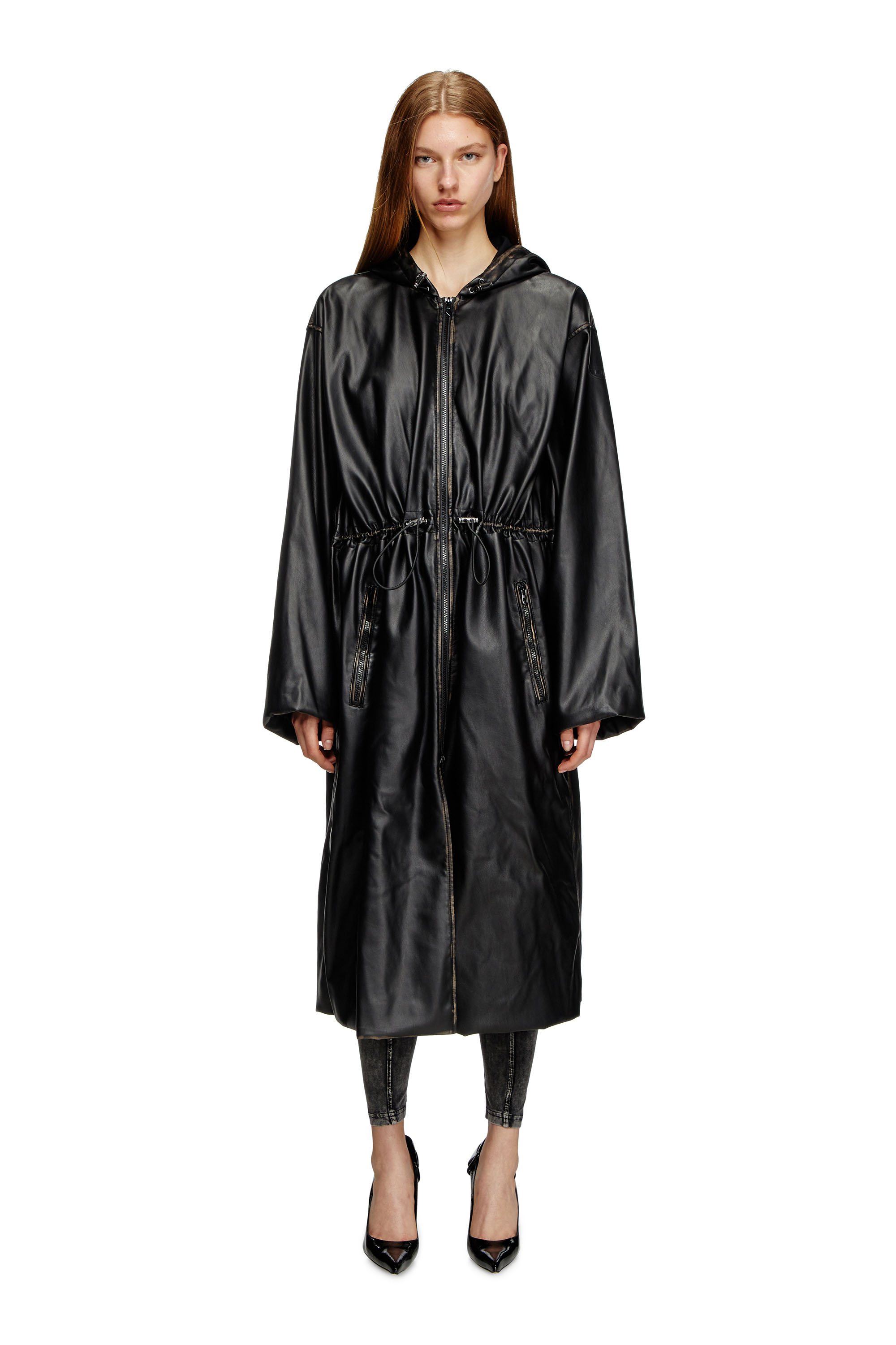 Diesel - G-LARY, Unisex's Distressed utilitarian hooded coat in Black - 2