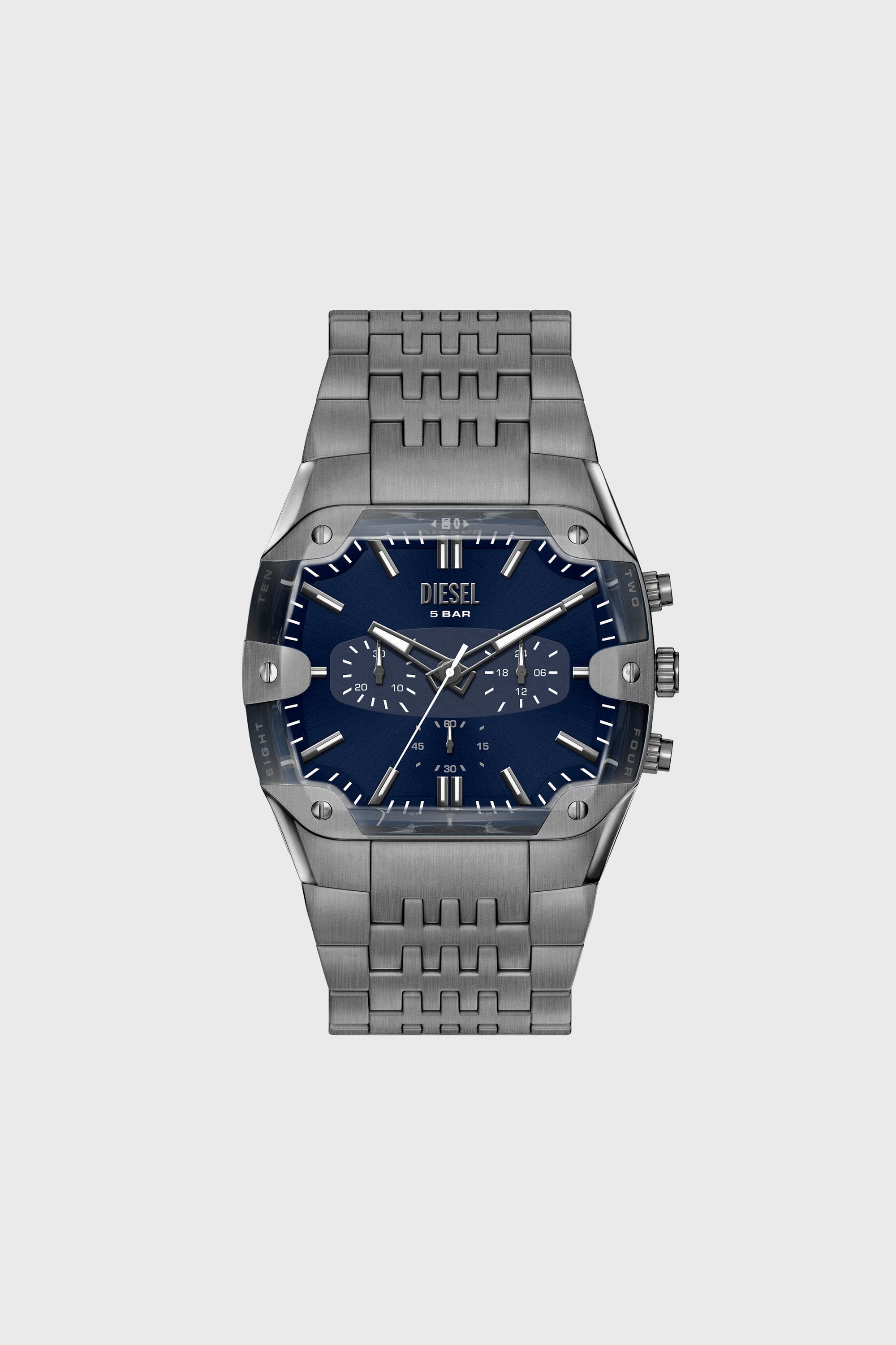 Diesel - DZ4717 WATCH, Man's Spiked Cushion gunmetal stainless steel watch in Dark grey - 1