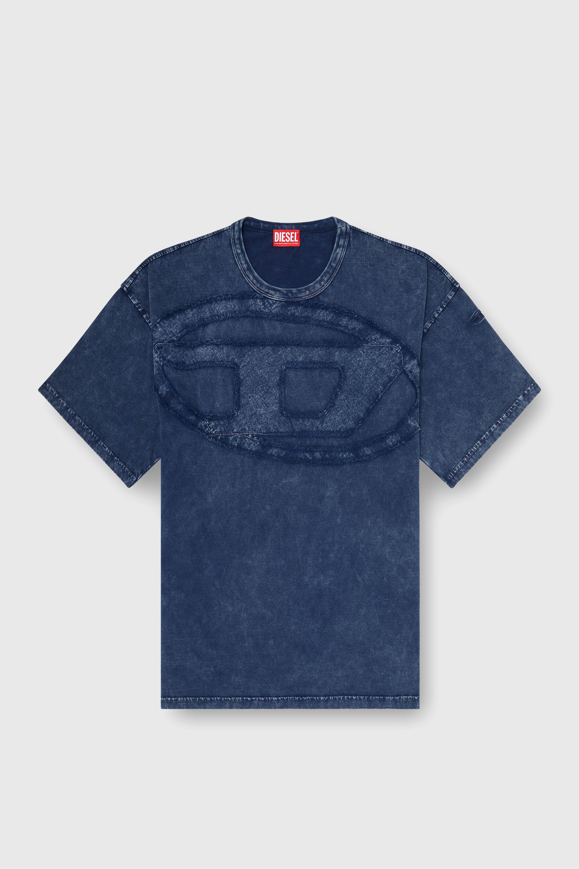Diesel - T-BOXT-DEN, Man's Relaxed cotton T-shirt with Oval D applique in Medium blue - 2