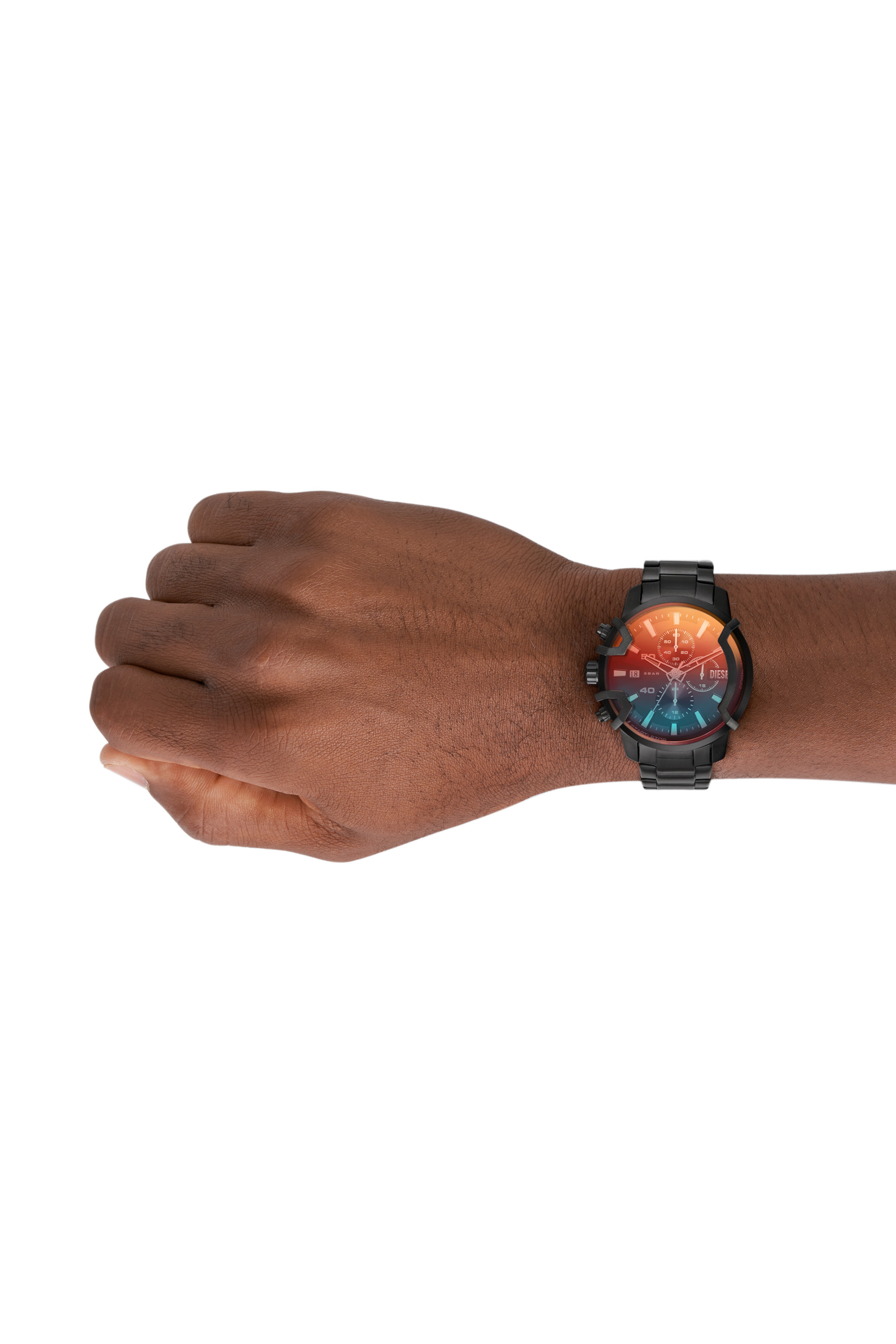 Diesel - DZ4605, Unisex's Griffed Chronograph Black-Tone Stainless Steel Watch in Black/Dark grey - 4