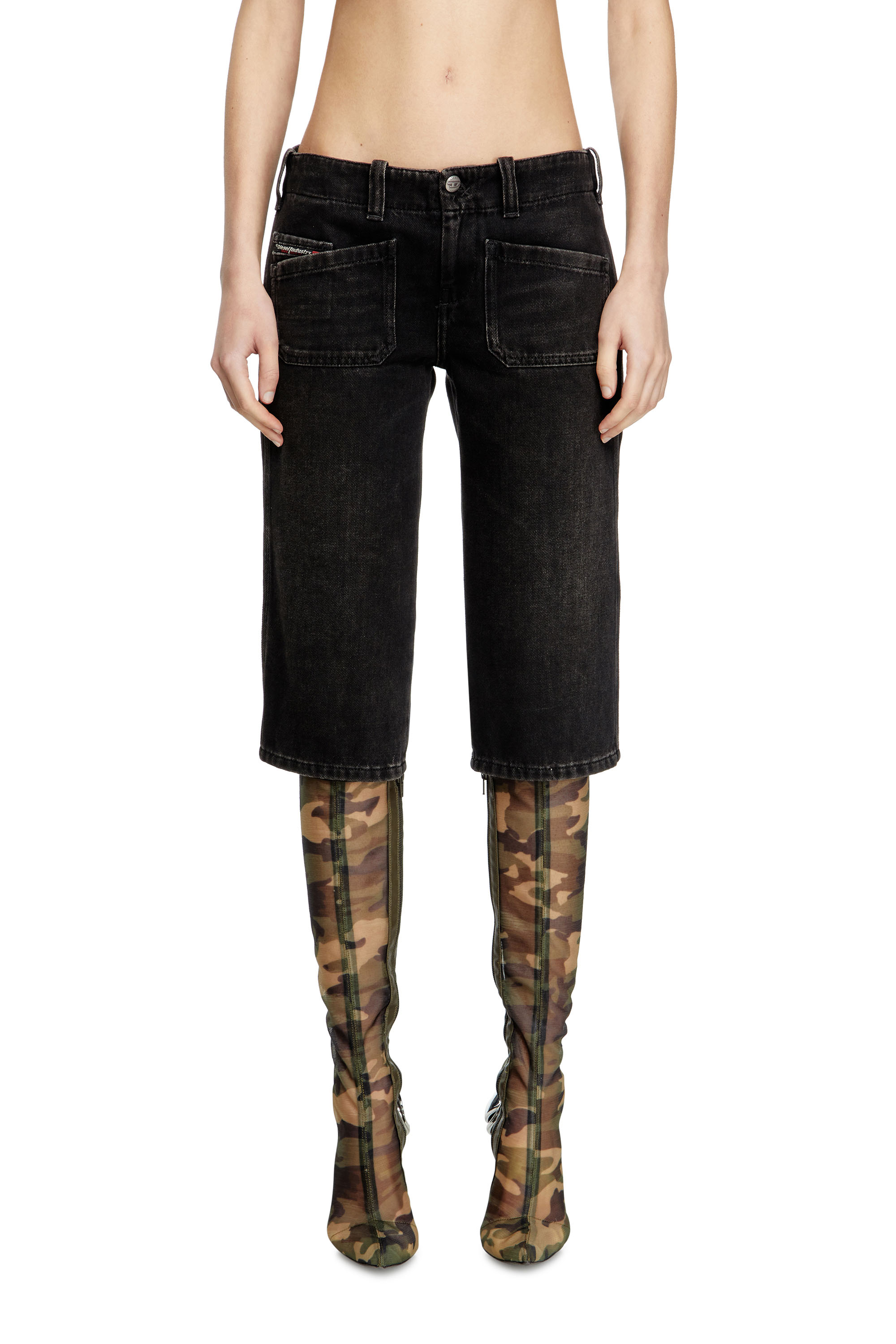 DE-KEATE-SHORT, Black Diesel - DE-KEATE-SHORT, Woman's Capri shorts in denim in Black - 3