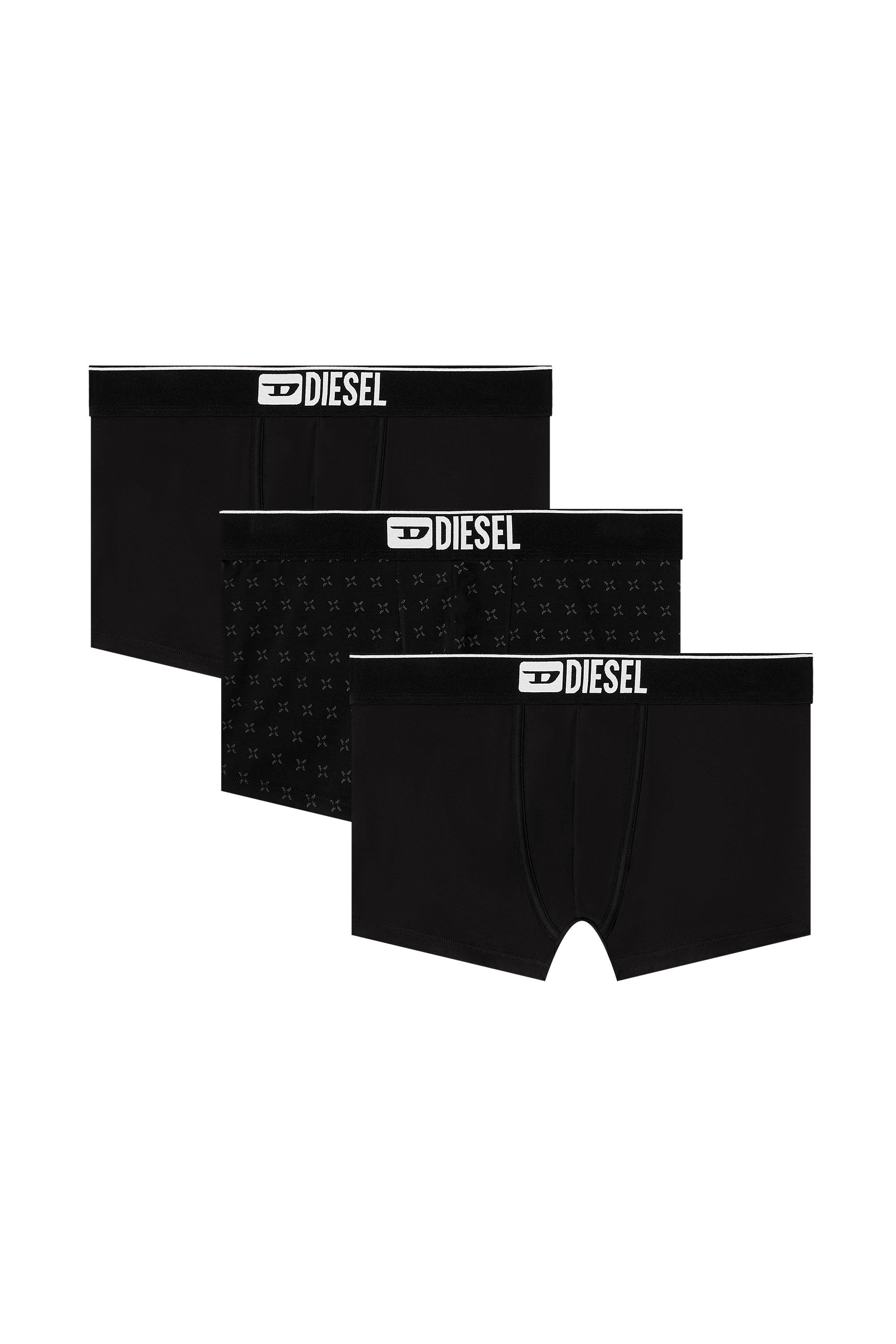 Diesel - DAMIEN-D-BOX-3PACK, Man's 3-pack of jacquard stretch cotton boxers in Black - 1