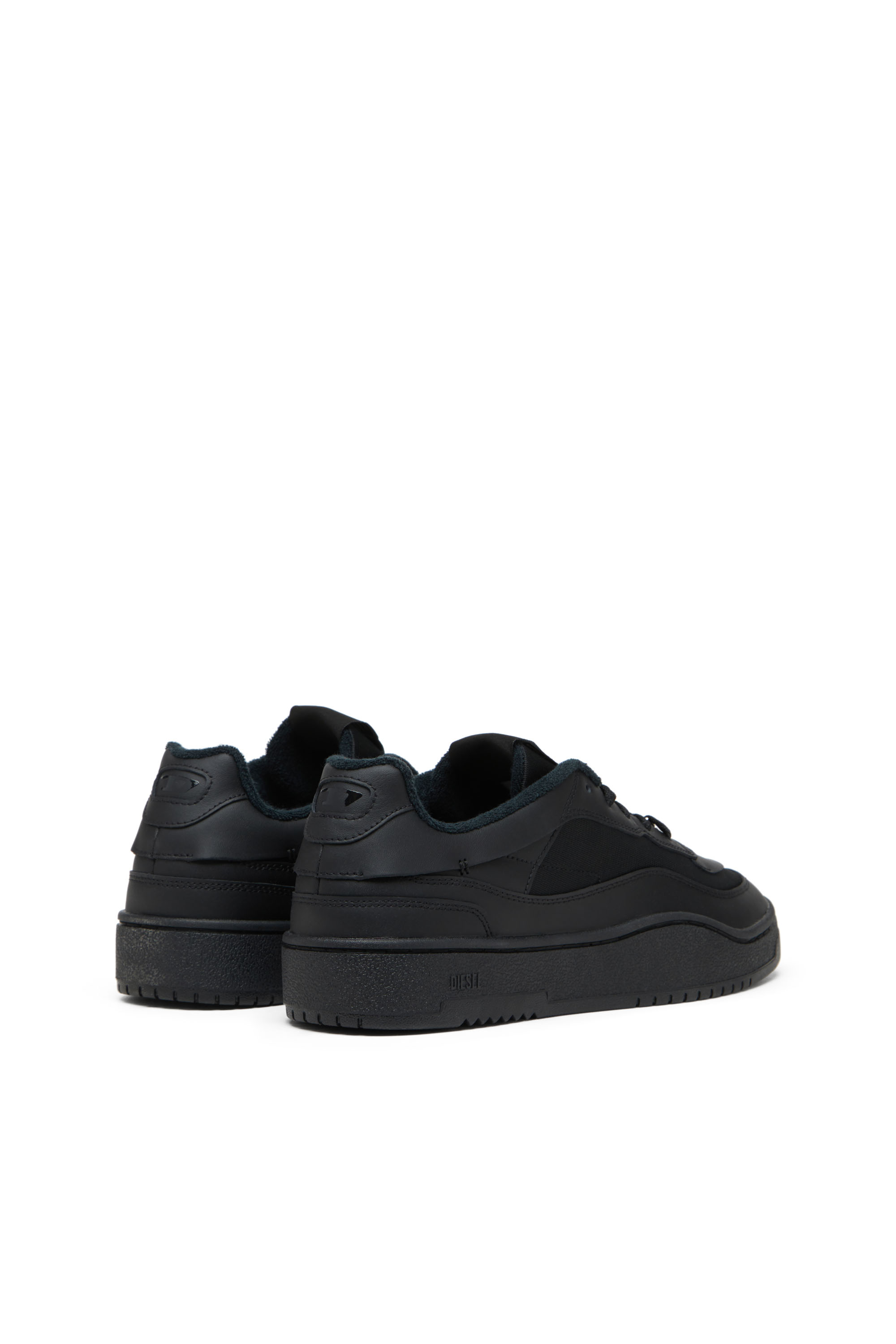 Diesel - S-OVAL SKATE LOW, Man's Fabric-panelled leather sneakers in Black - 3