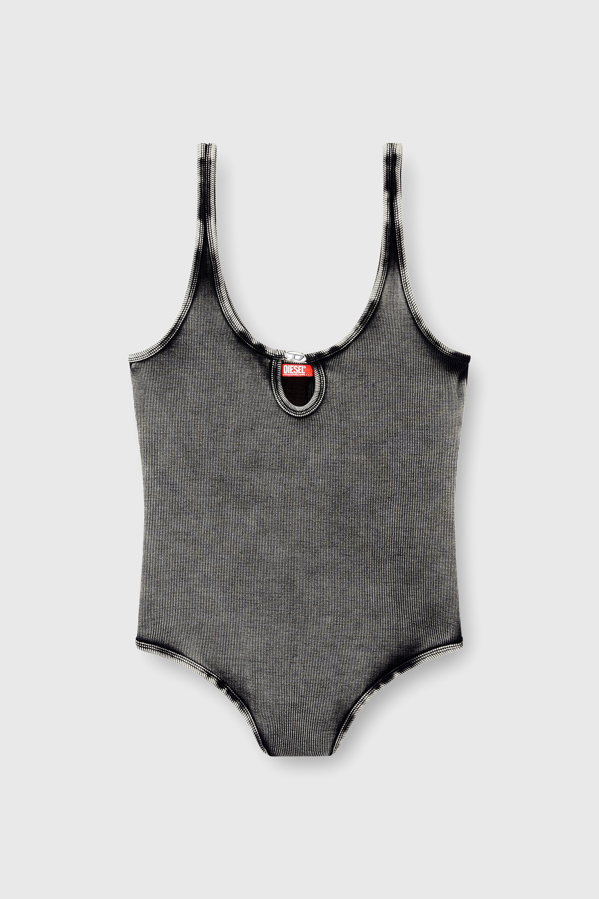 Diesel - MAURA-DNM, Woman's Bodysuit in marble-washed stretch cotton in Dark grey - 2