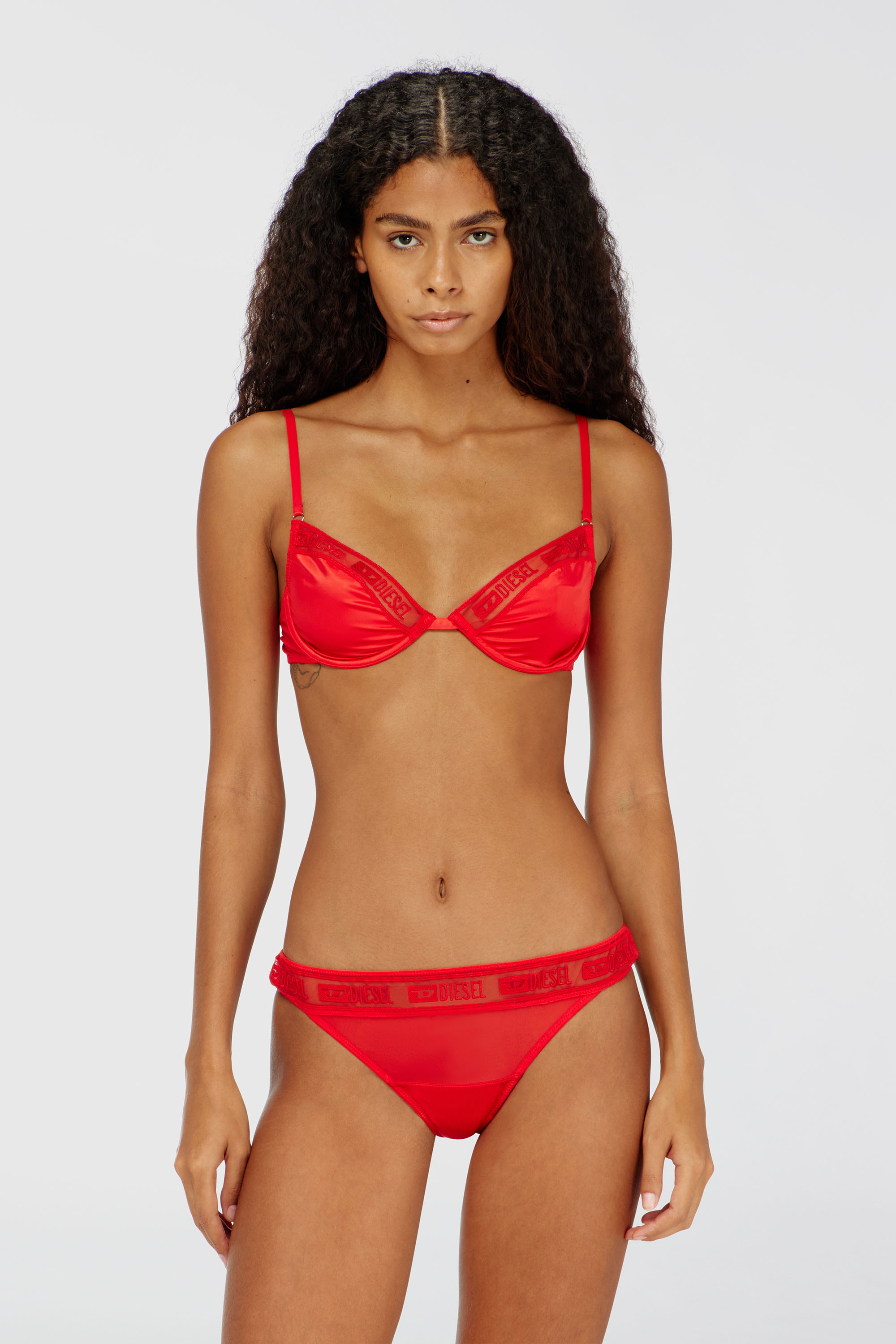 Diesel - NINA-GFT, Woman's Bra in stretch satin with logo mesh trim in null - 1