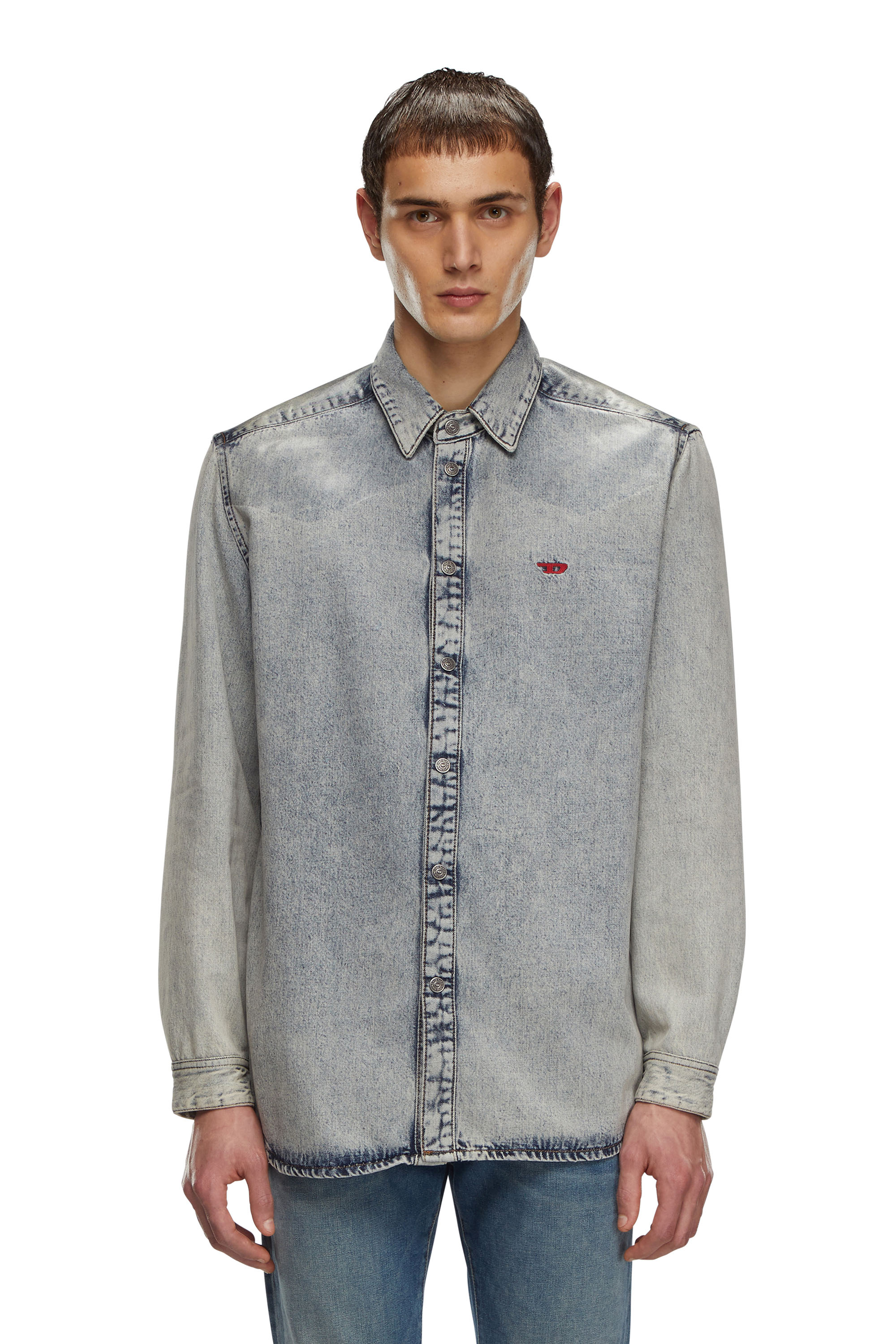 シャツ DIESEL \"S-SIMPLY-C\" SHIRT Men's Fluid shirt with logo embroidery | Black | Diesel
