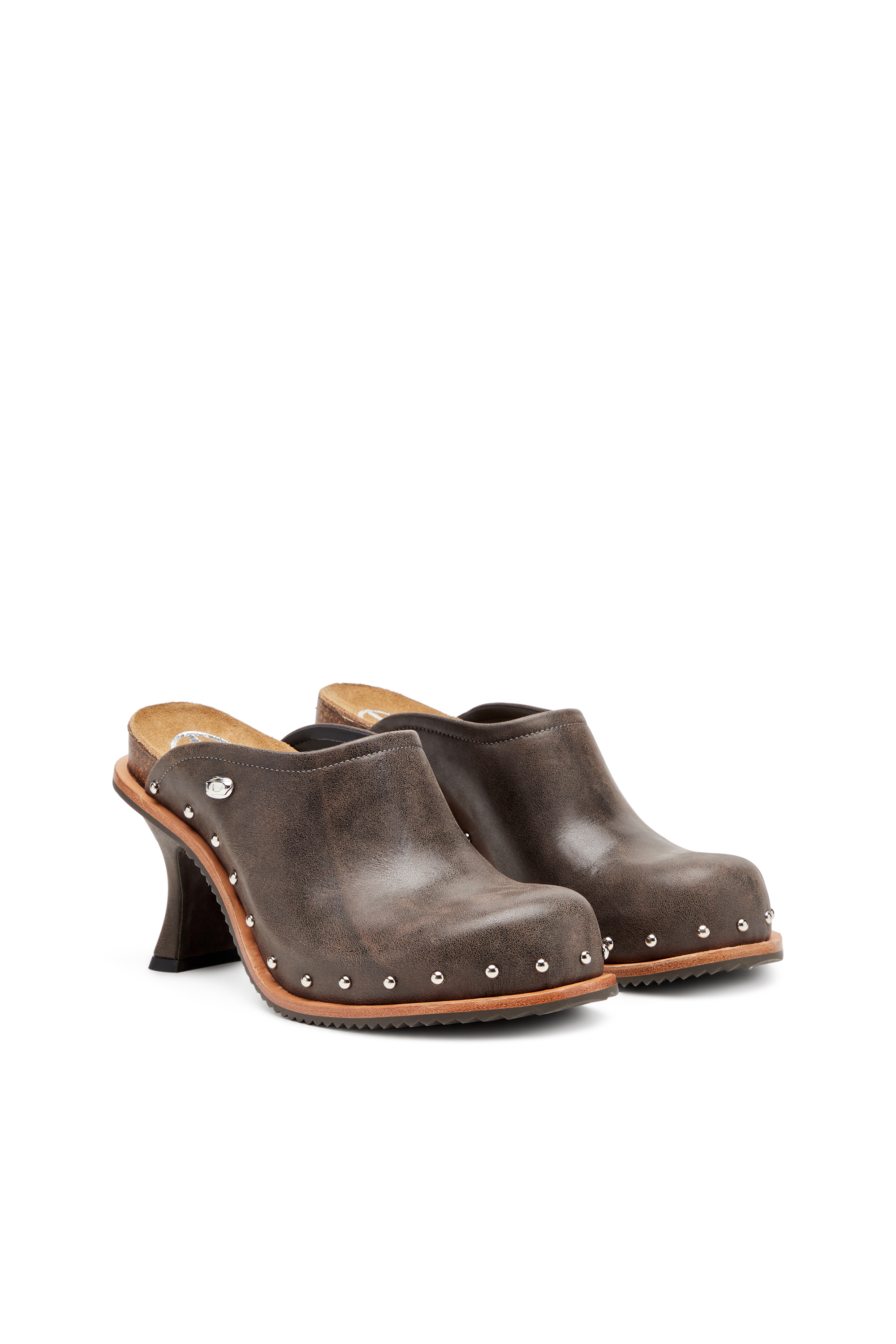 Diesel - D-WOODSTOCK ML CLOG W, Woman's D-Woodstock-Studded leather mules in Dark Brown - 2