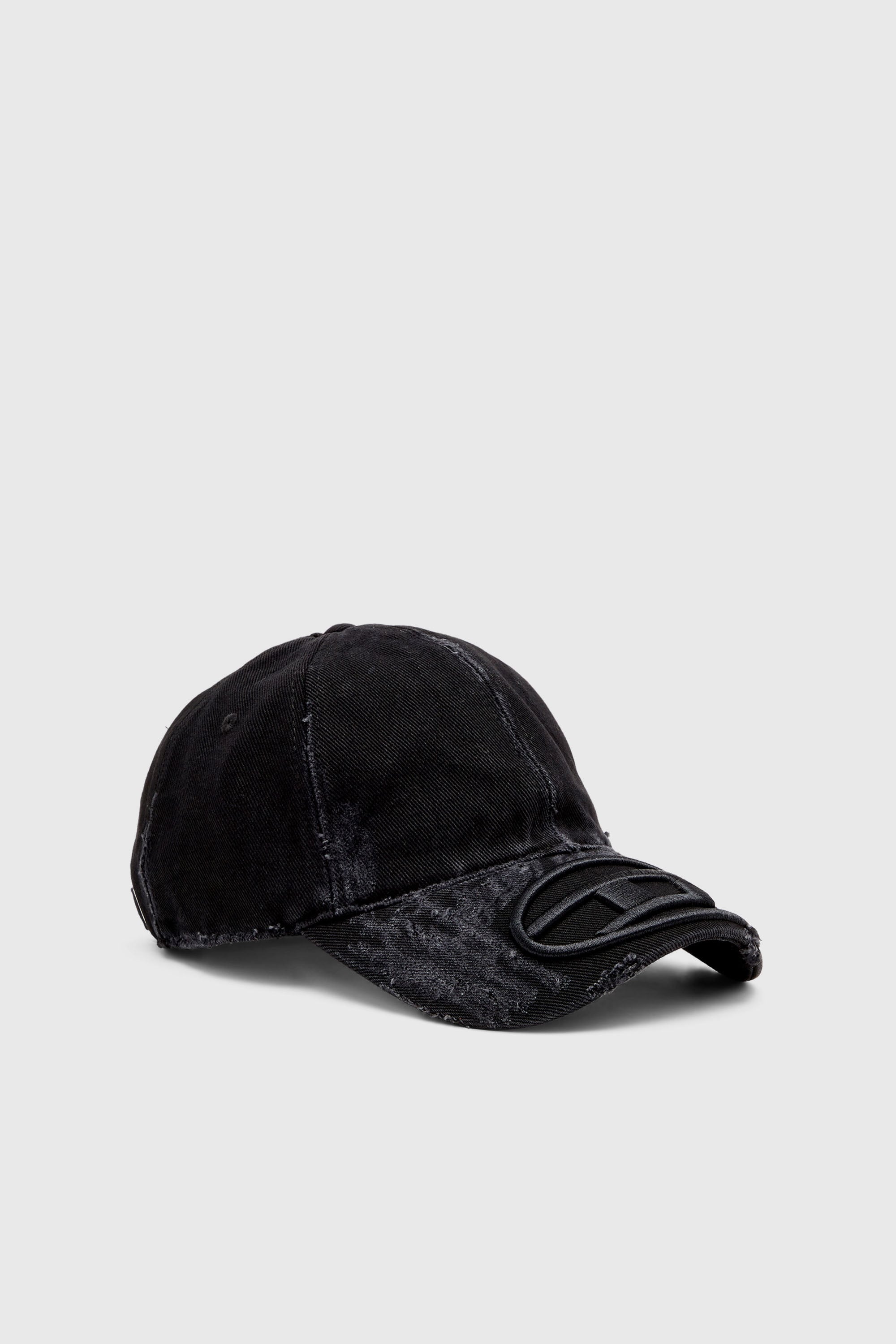 Distressed denim baseball cap