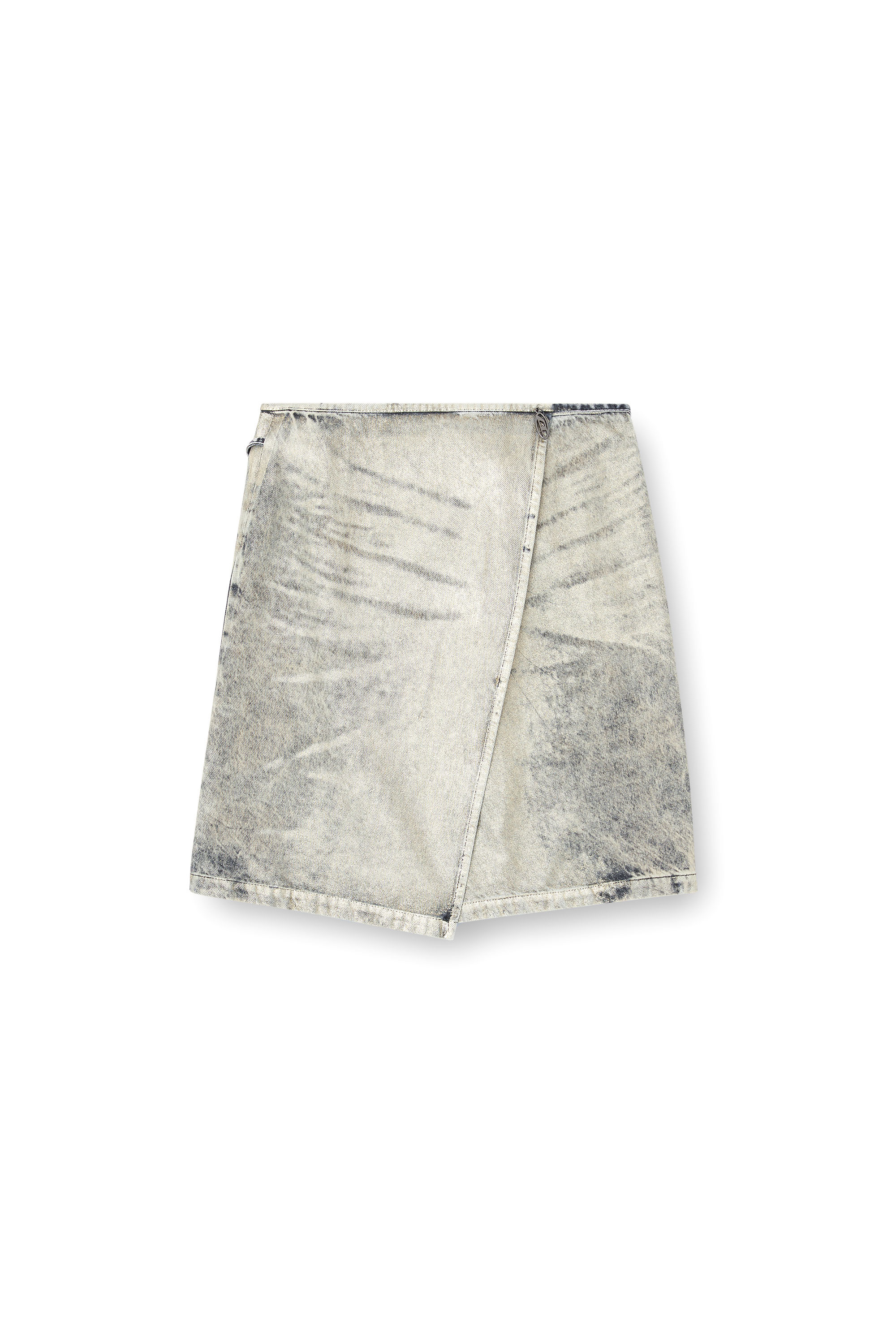 Diesel - DE-LEM-S, Woman's Wrap skirt in coated denim in Grey - 3