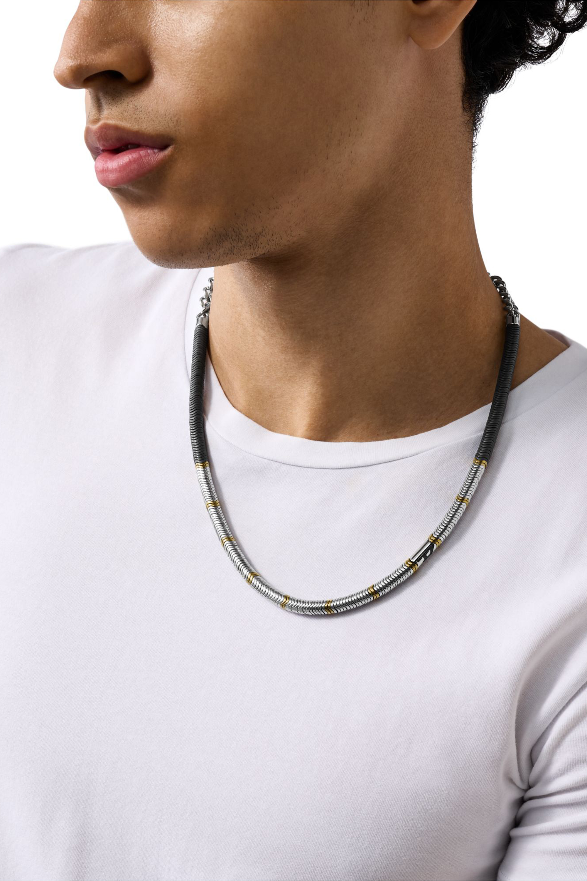 Diesel - DX1575931 JEWEL, Unisex's Hematite Beaded Necklace in Silver/Gold - 3
