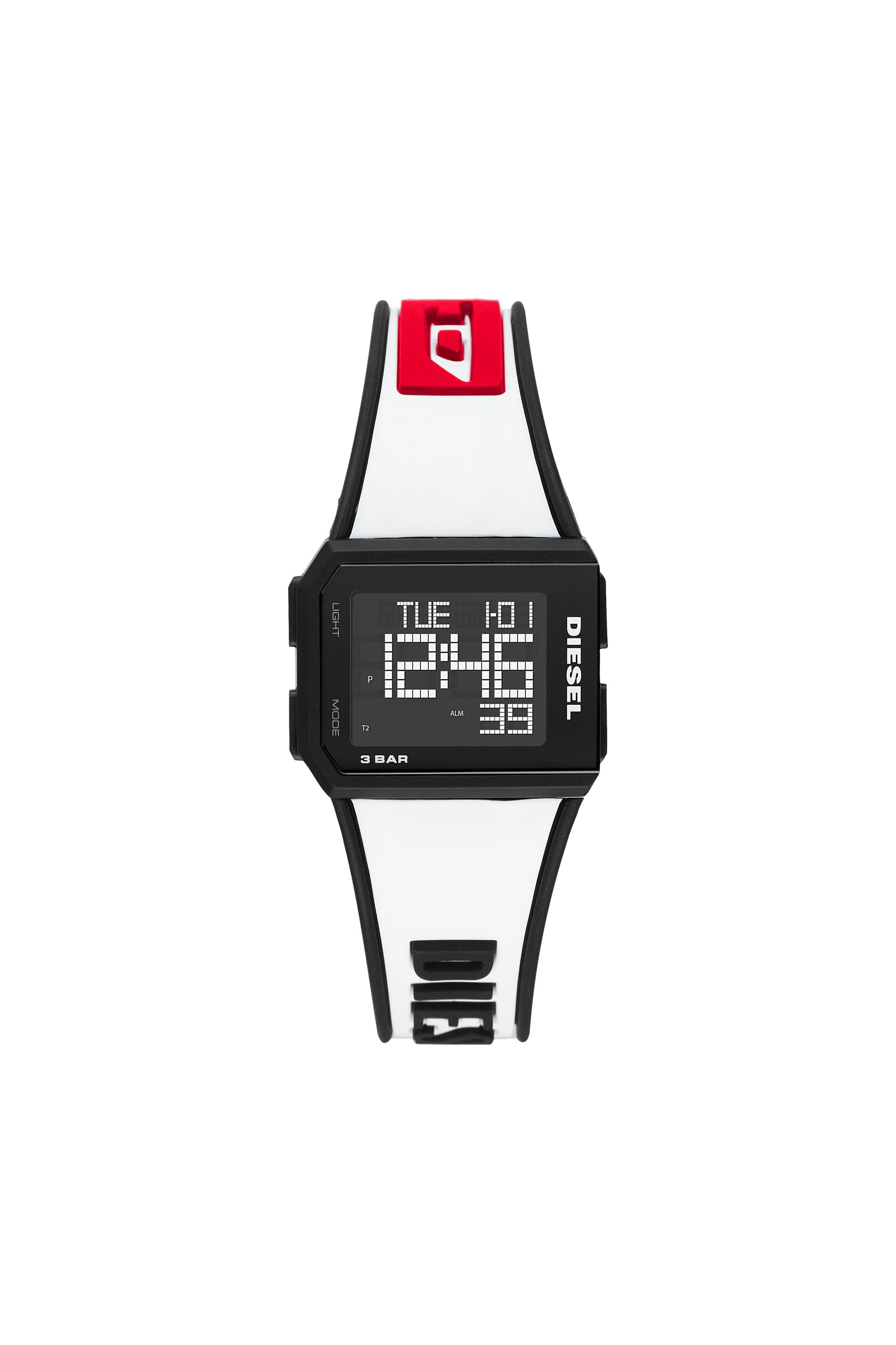 Diesel - DZ1922, Unisex's Chopped Digital White Silicone Watch in White/Black - 1