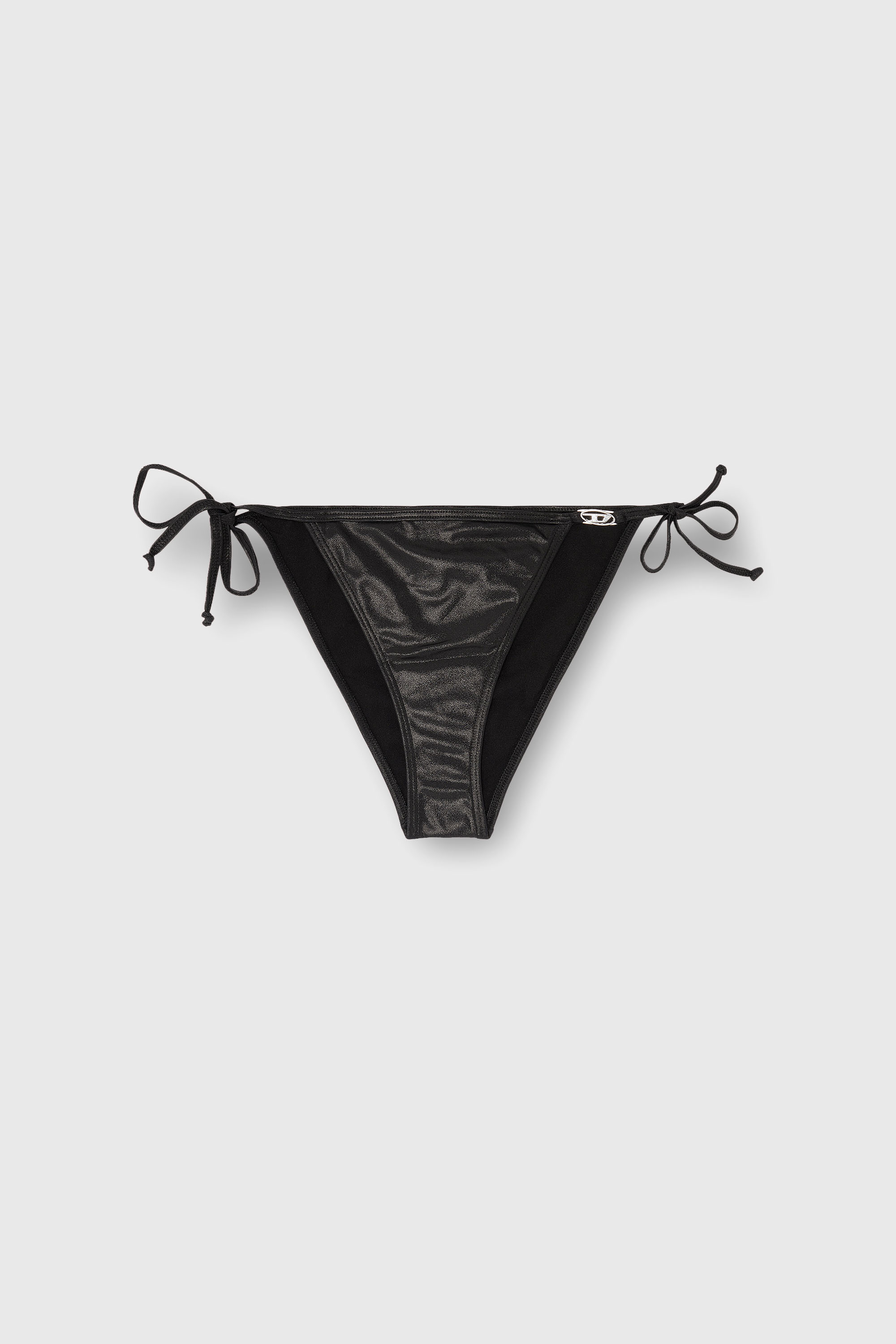 Diesel - BRIGITTES-DNM, Woman's Side-tie bikini bottoms in shimmery fabric in Black - 4
